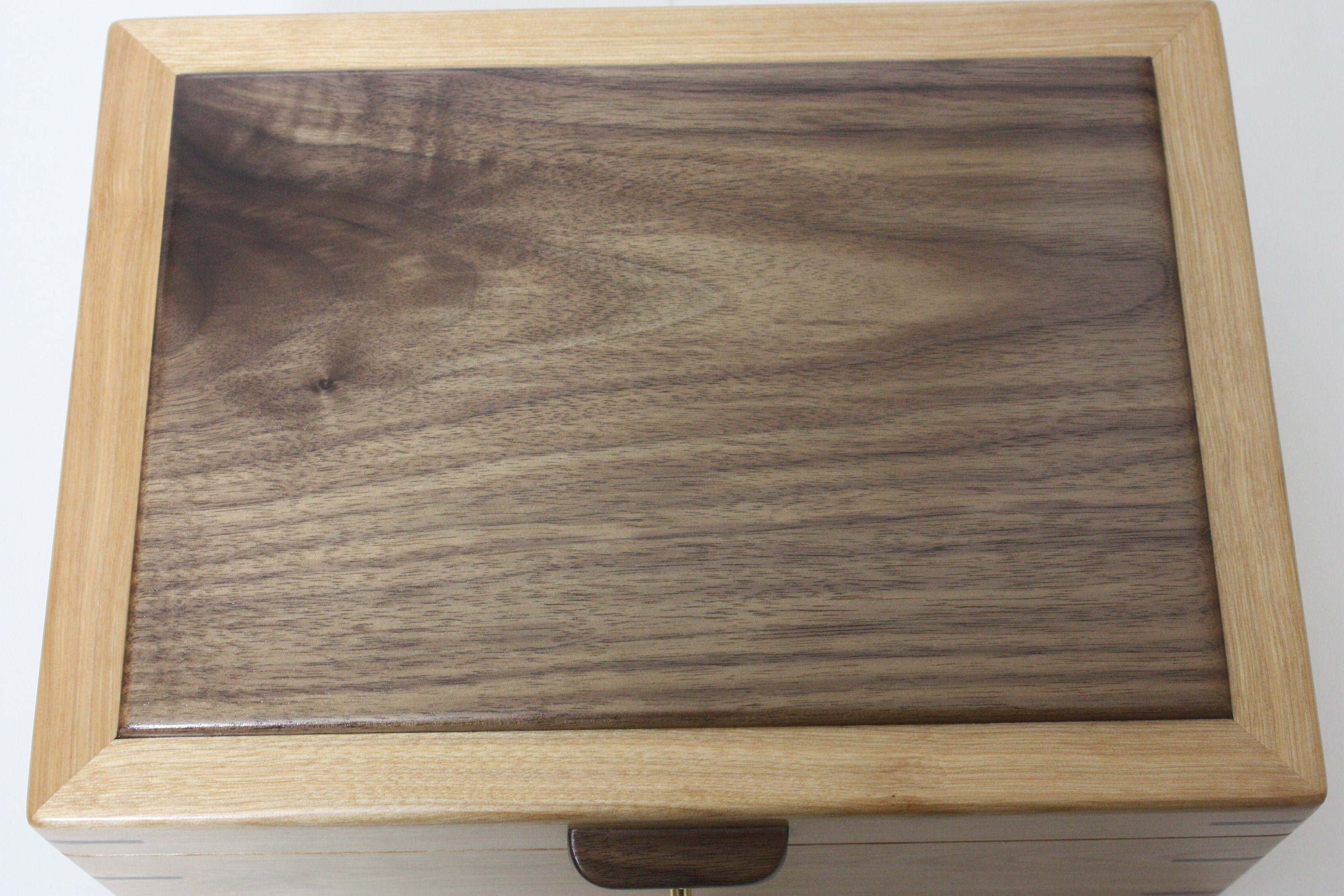 Locking Red Birch Box with a Black Walnut Lid