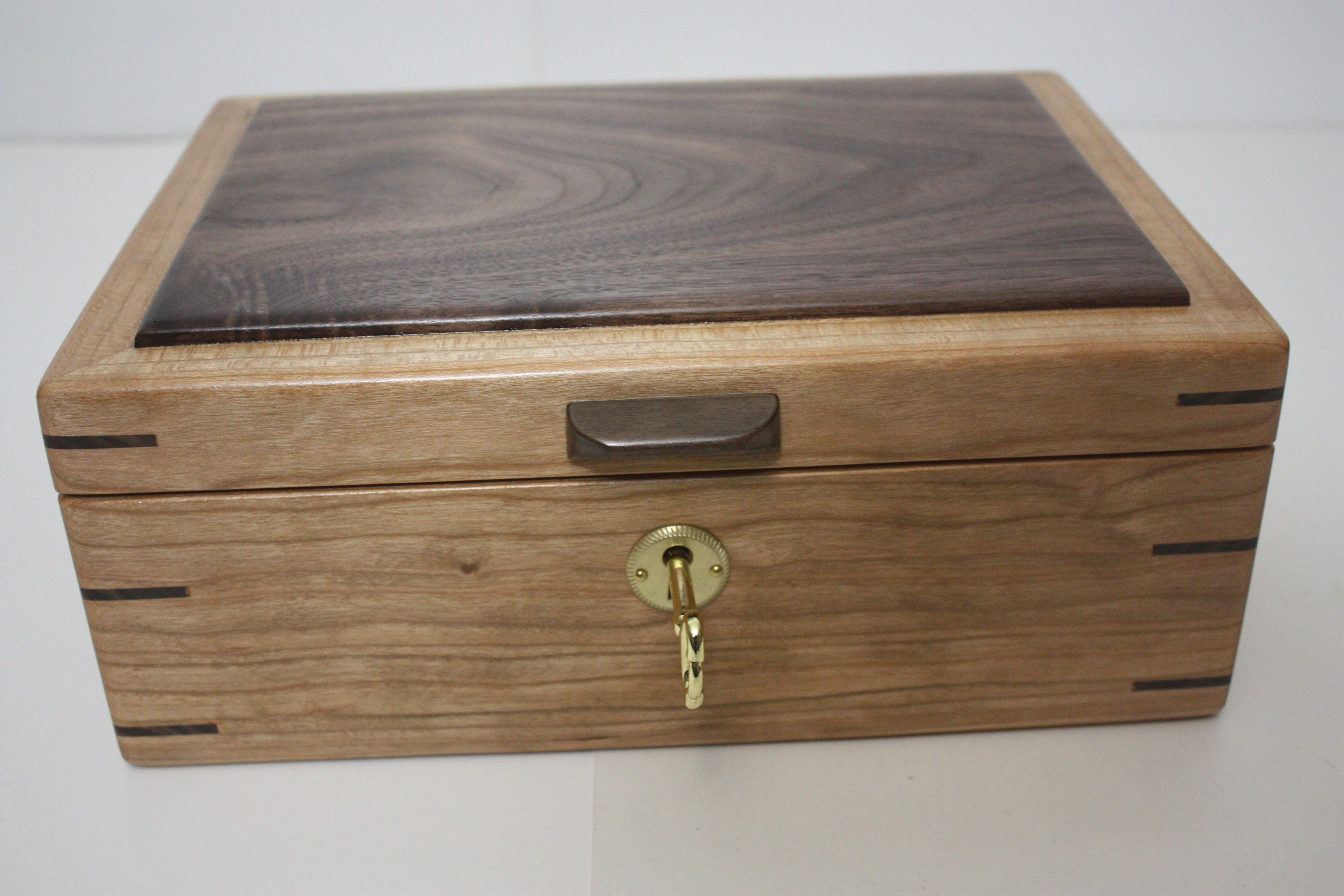 Handcrafted Locking Wood Box For Sale