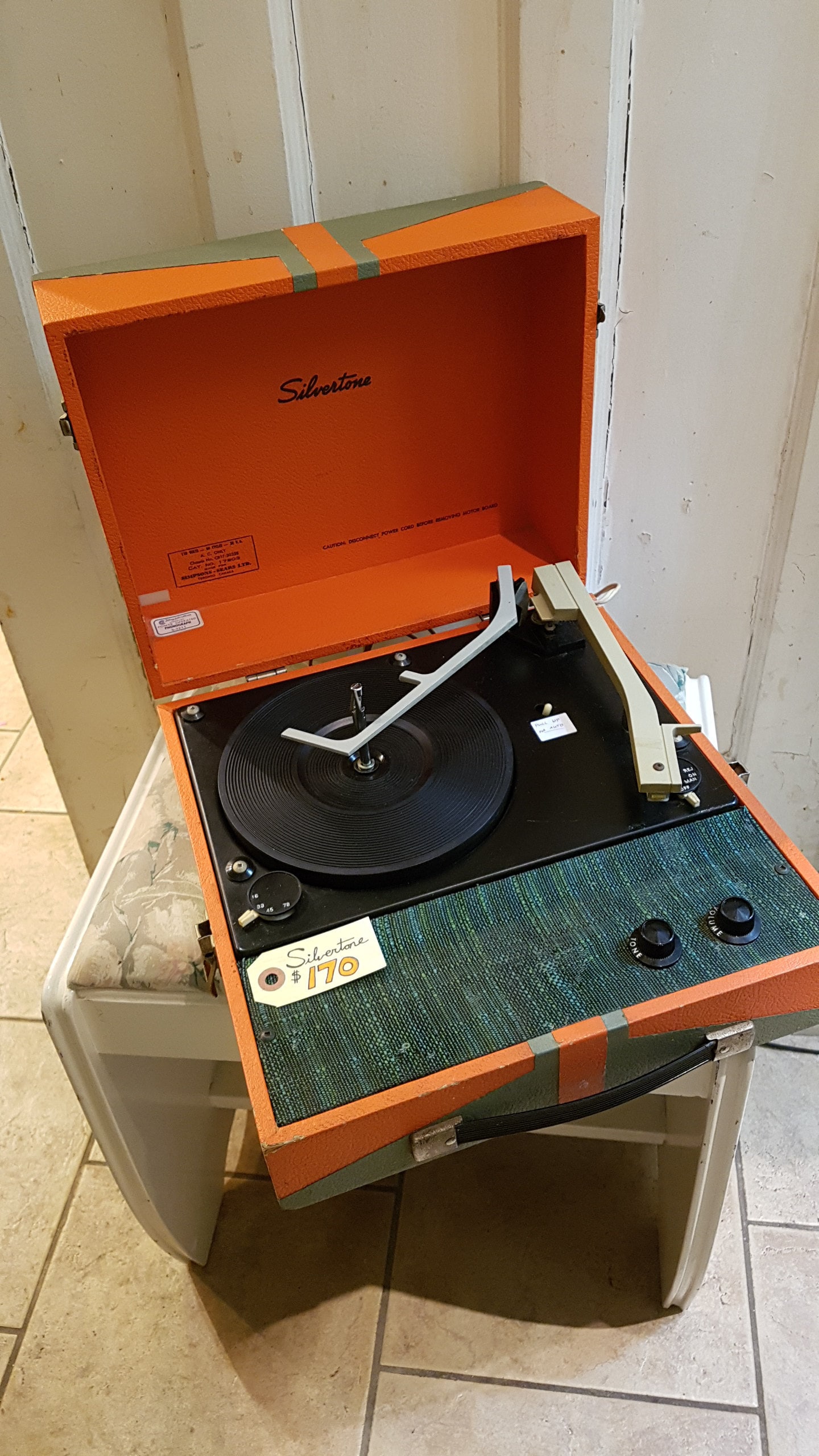 1960s Silvertone Suitcase Record Player $170