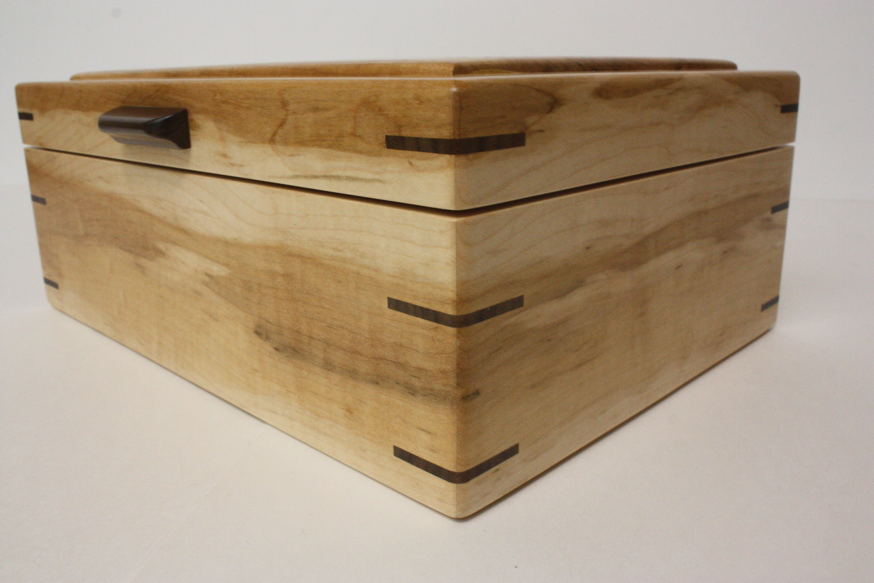 Brown Maple Wood Box with Black Walnut