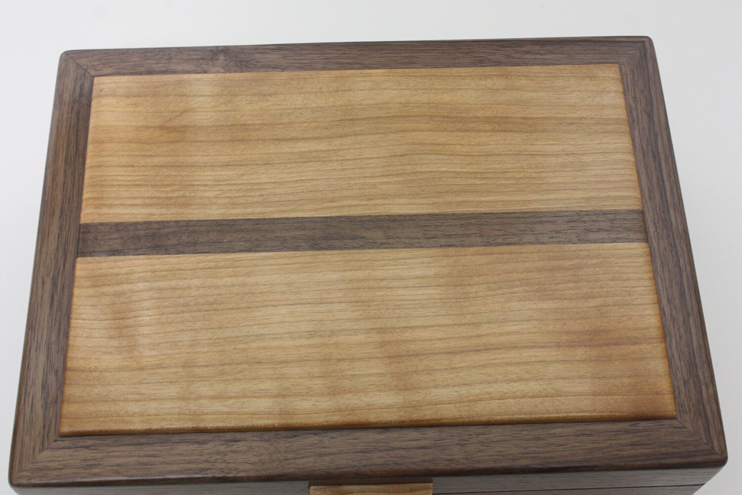 Handmade Walnut Box with Curly Red Birch Lid