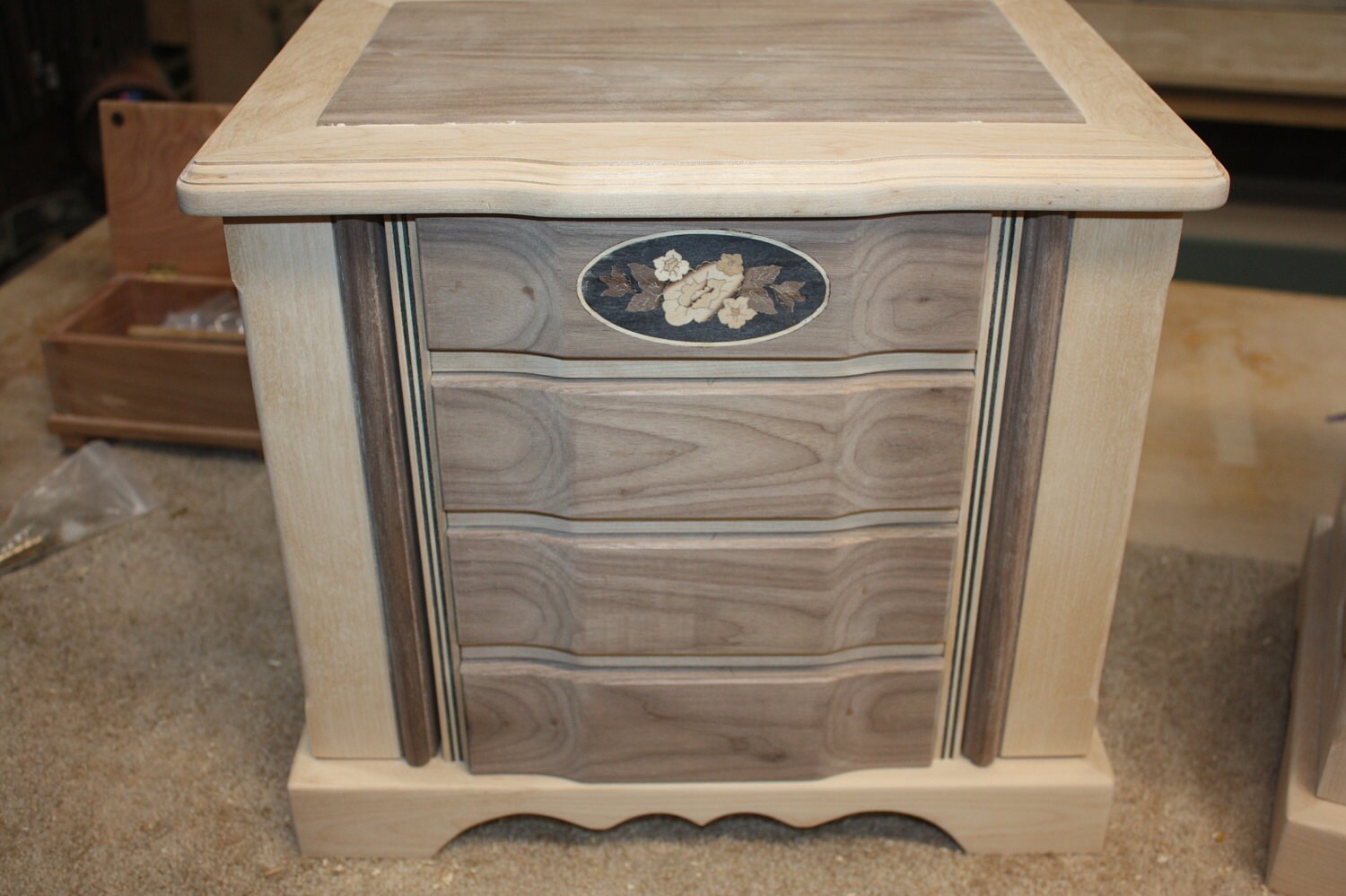 Large Birch and Walnut Handmade Jewelry Box