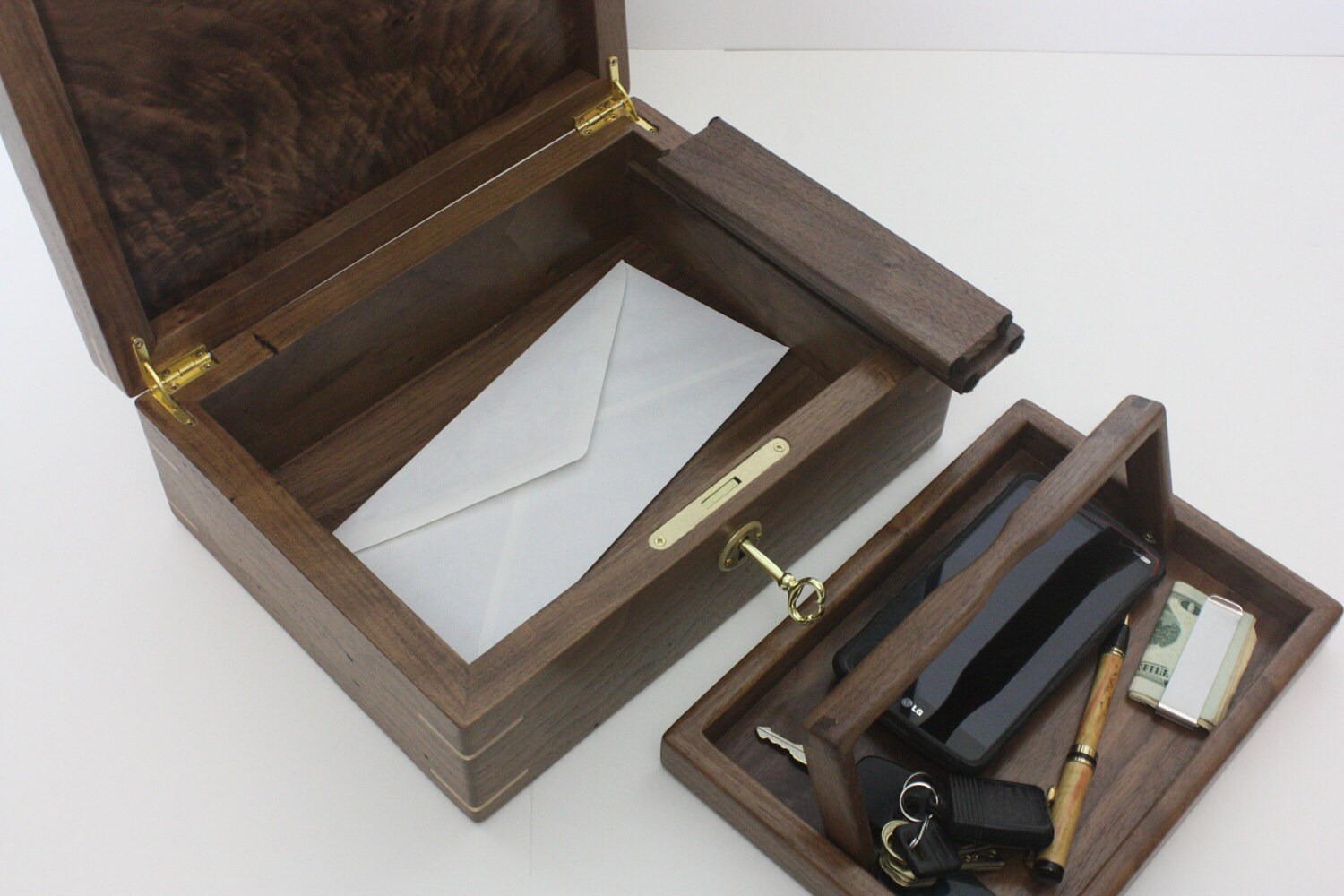 Walnut Mens Valet Box For Sale