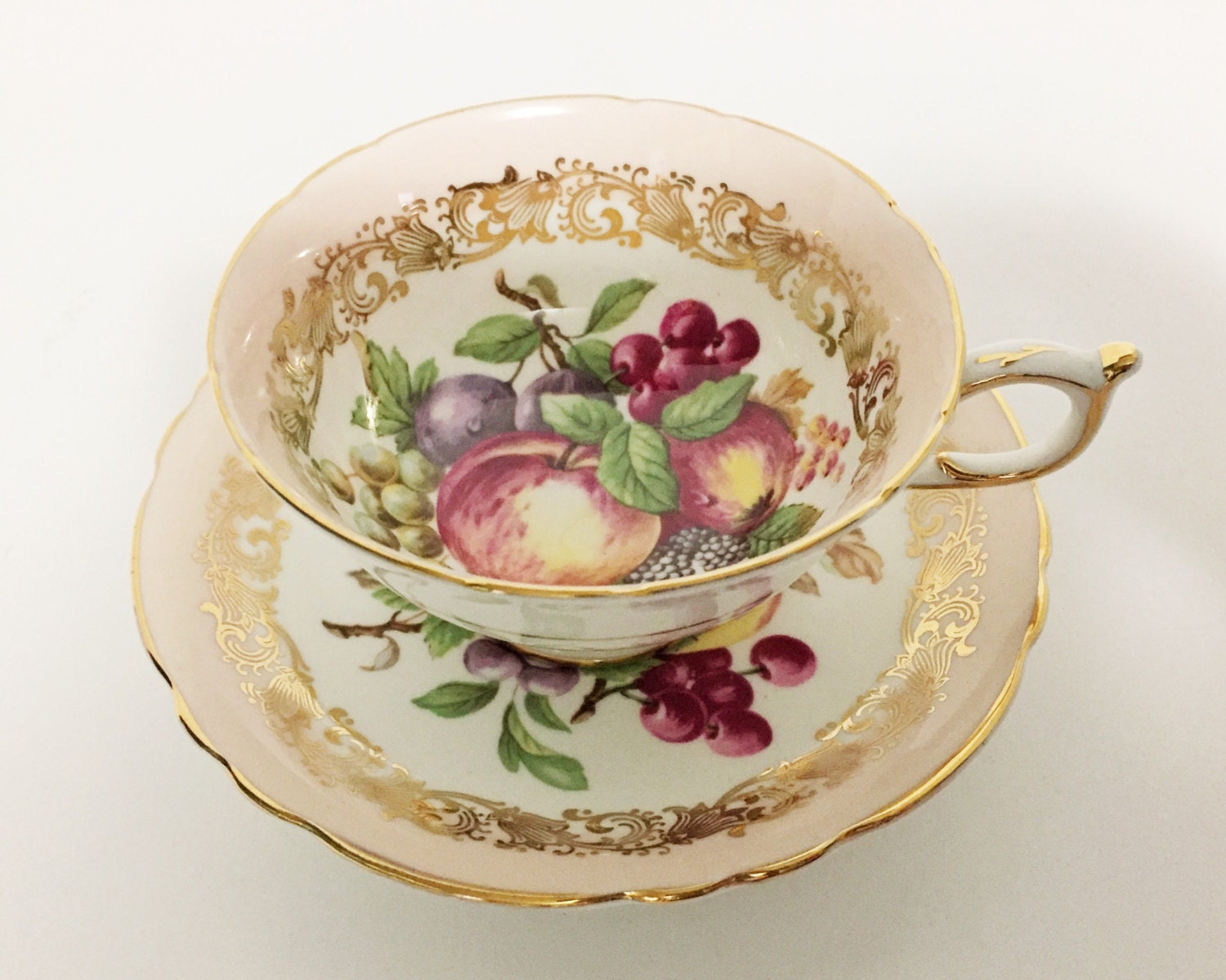 Beautiful Teacup and Saucer with Harvest Fruit from Paragon China