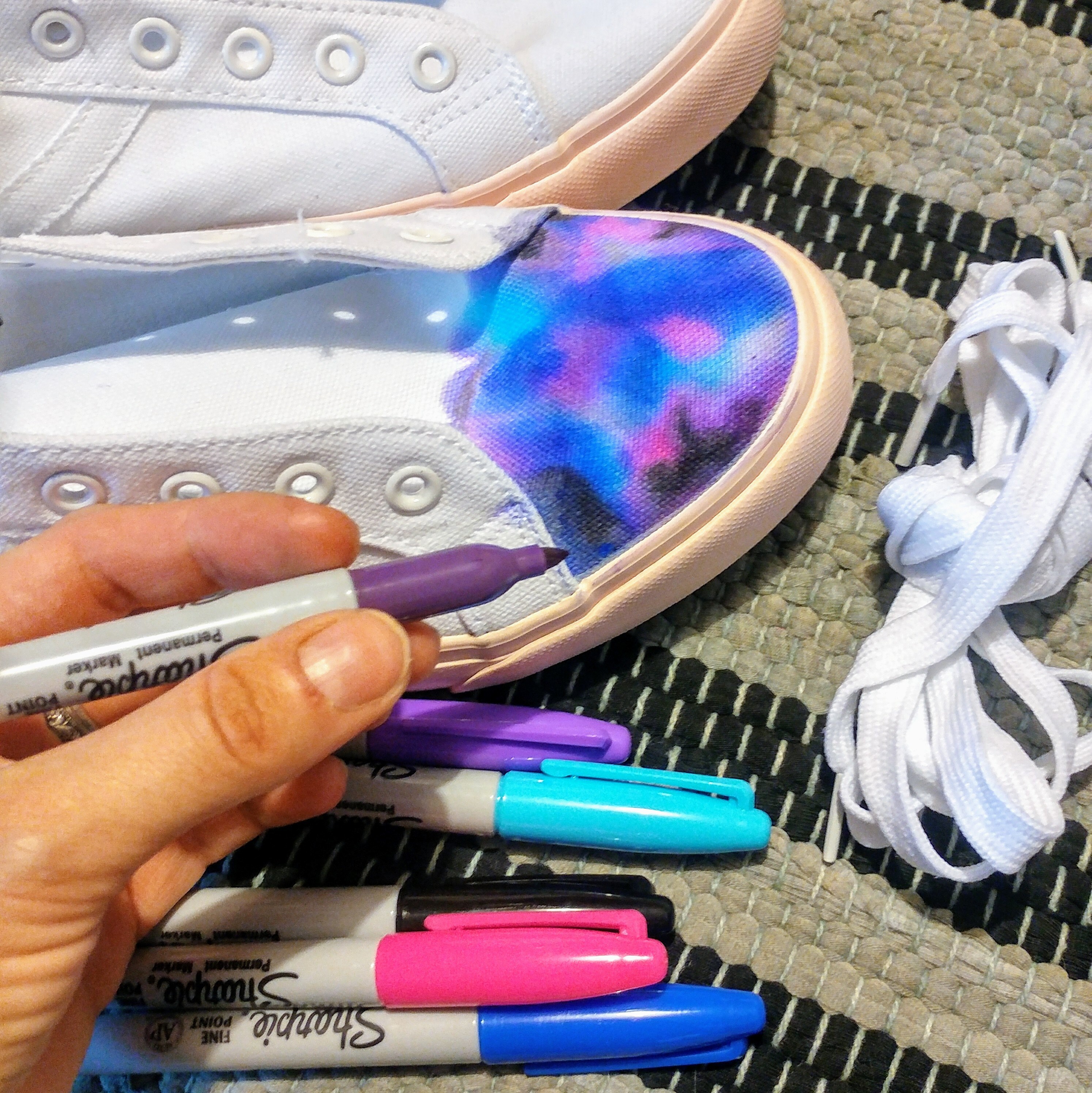 Colouring trainers with sharpies