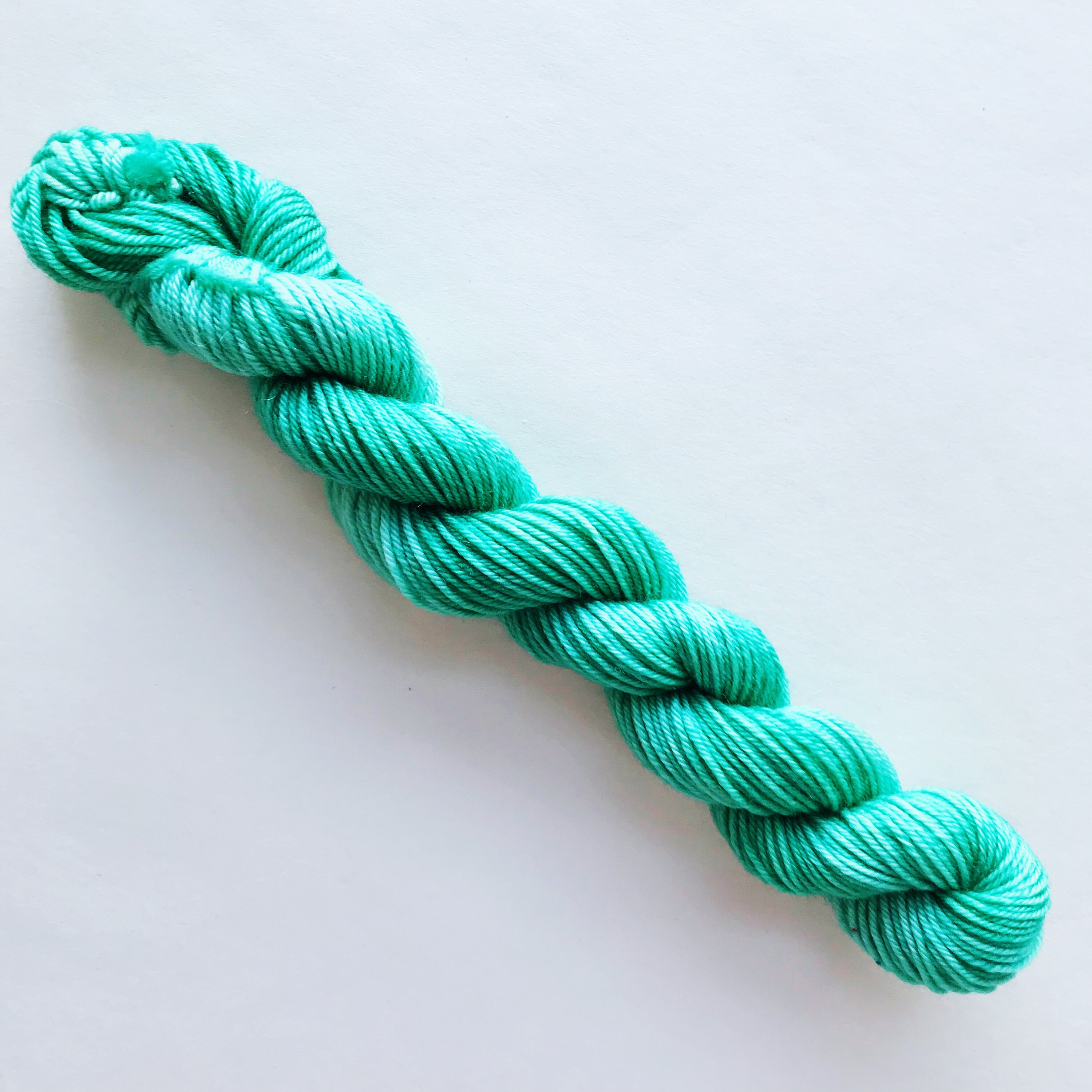 Mint mini skein hand dyed yarn
