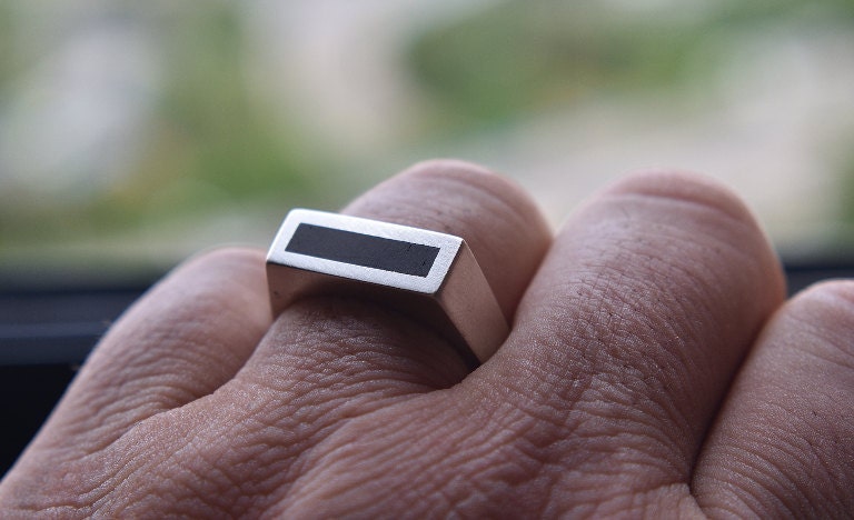 Silver & Ebony ring for men