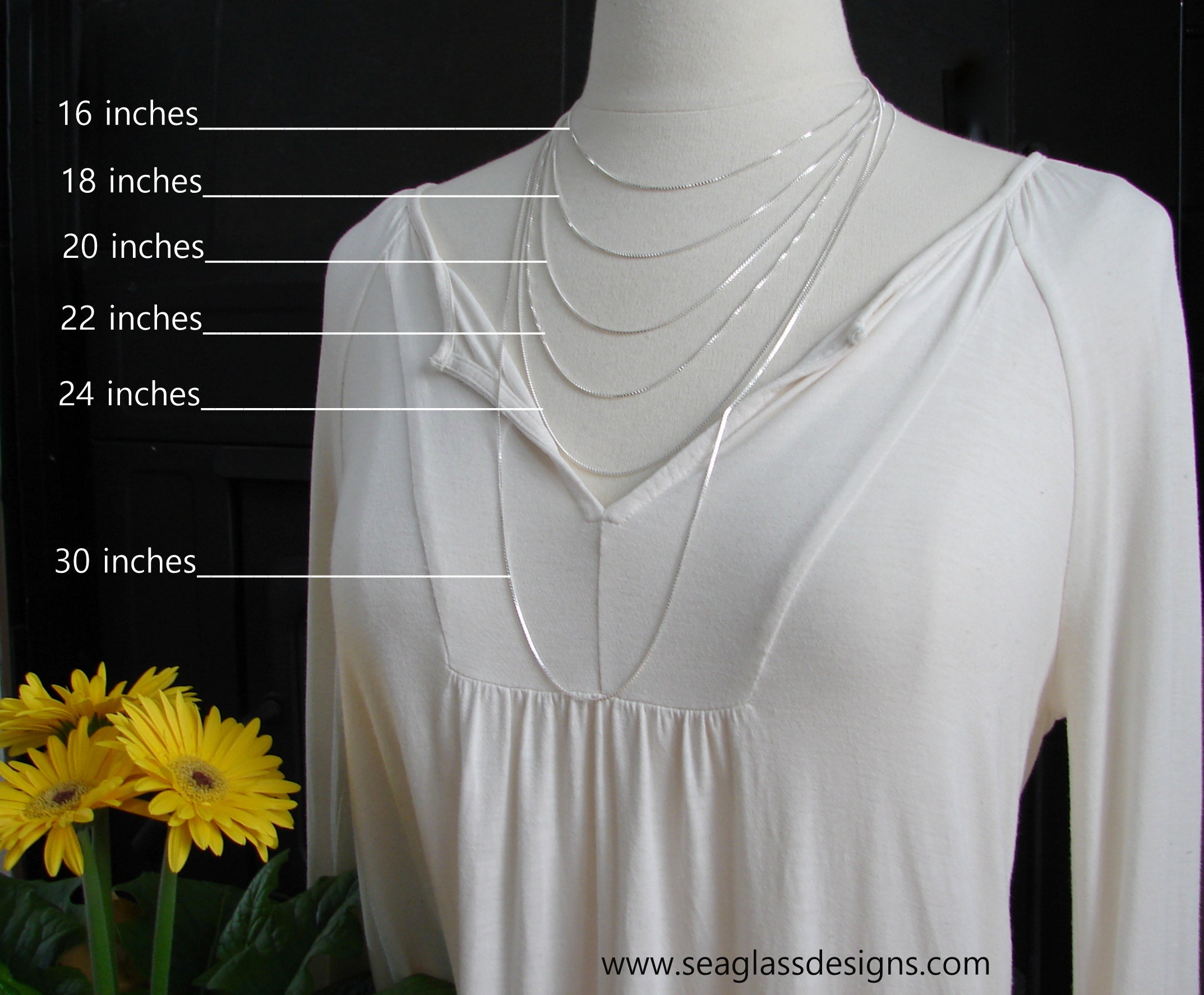 Necklace length guide by Sea Glass Designs