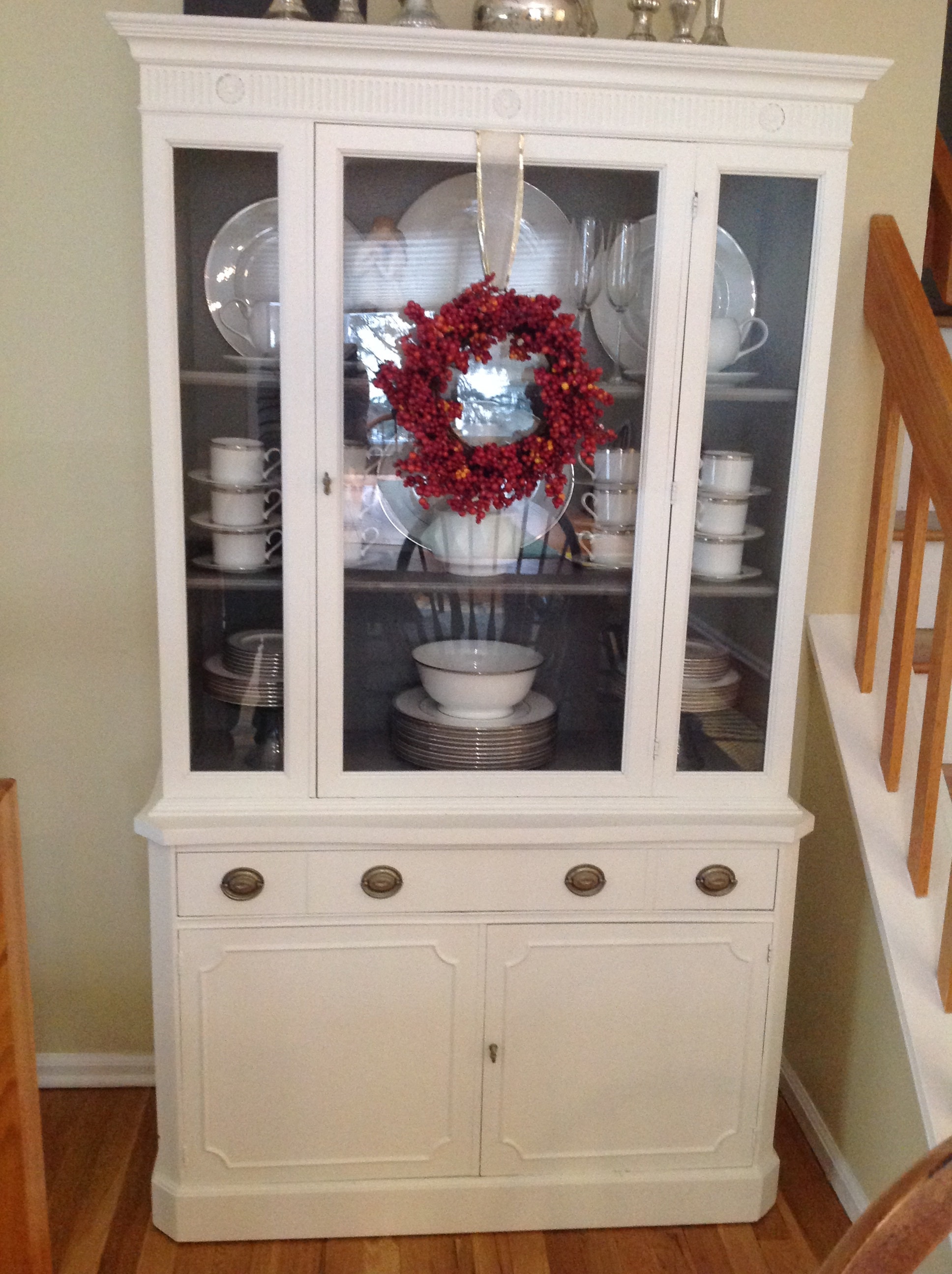 vintage painted shabby chic china cabinet, rustic, farmhouse, country, beach cottage storage breakfront, hutch