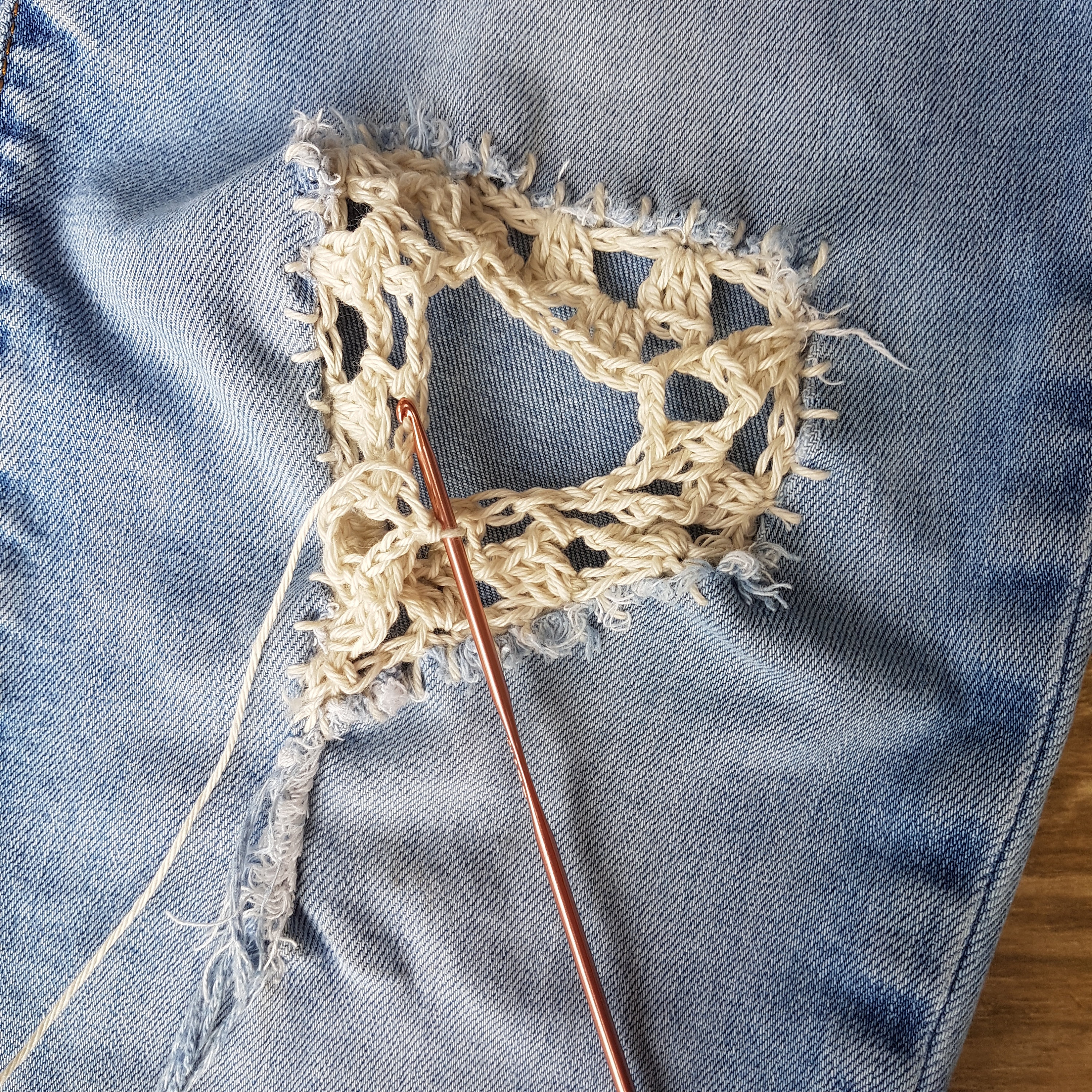 Crochet Ripped Jeans Patch Tutorial with Pictures