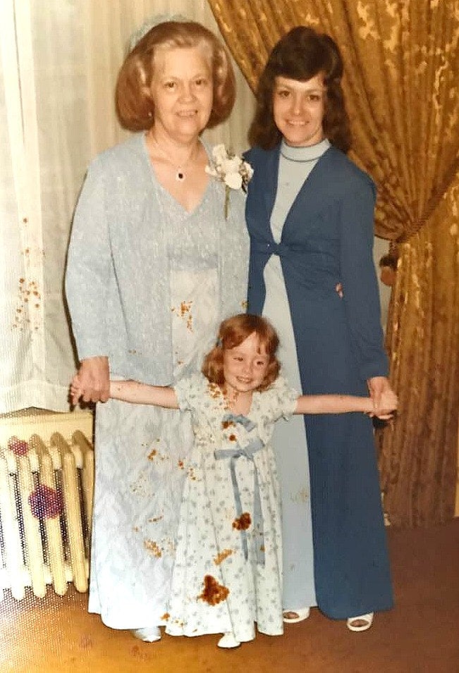 197? My Aunts wedding w/Mom and Grandma