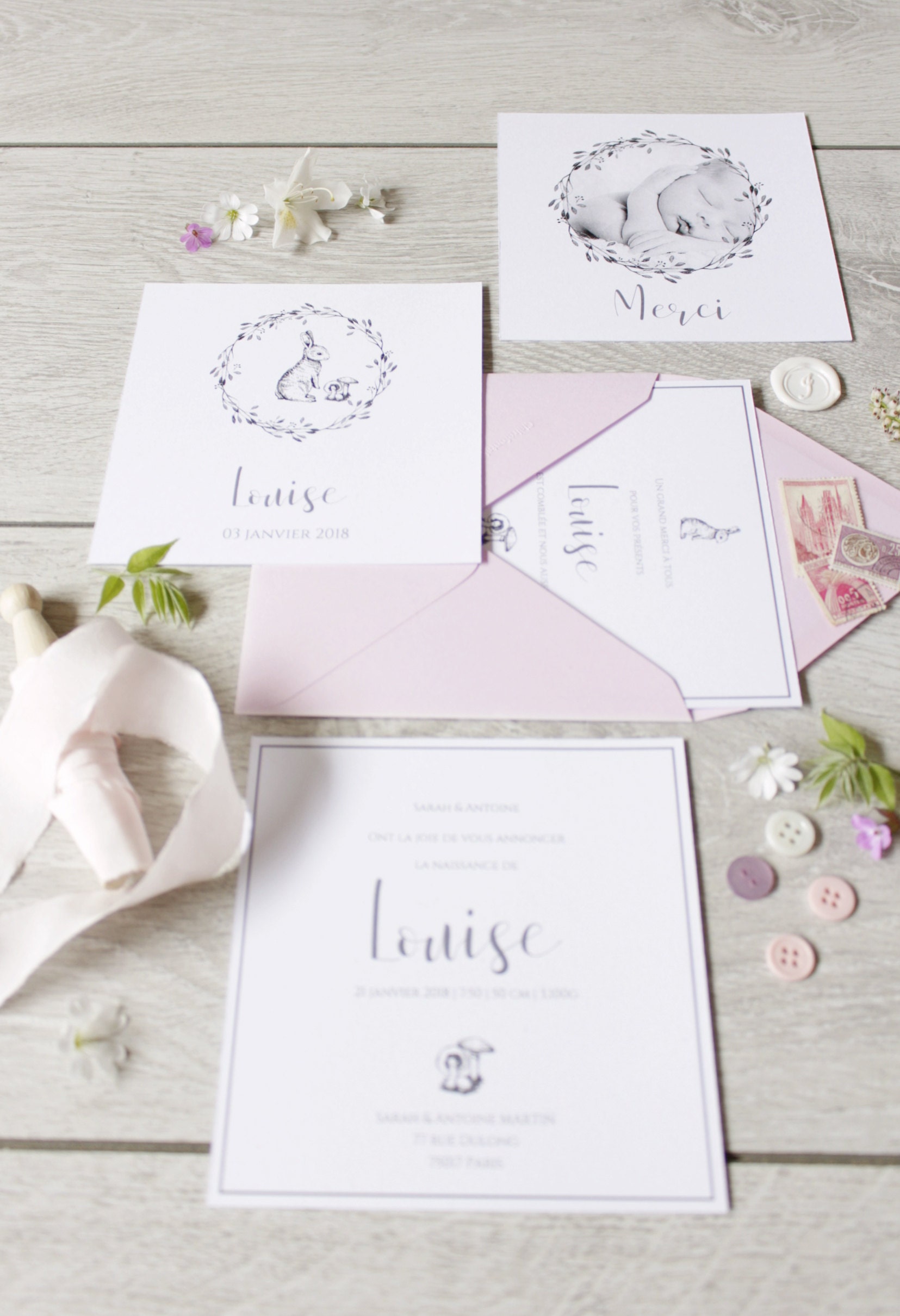 LA PAPETERIE DIVY - Faire-part naissance - Collection Louise