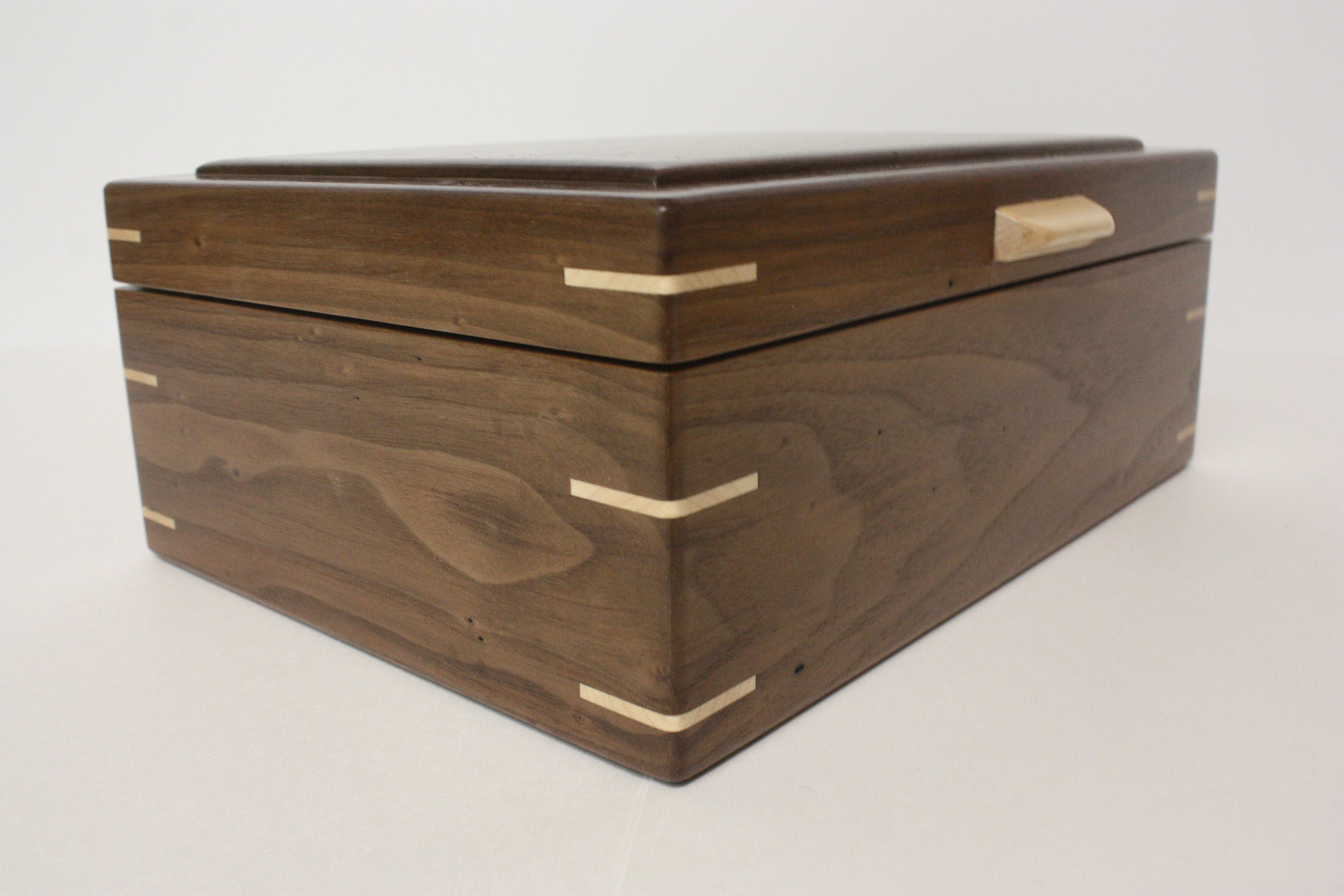 Large Handmade Wood Box with Hinged Lid