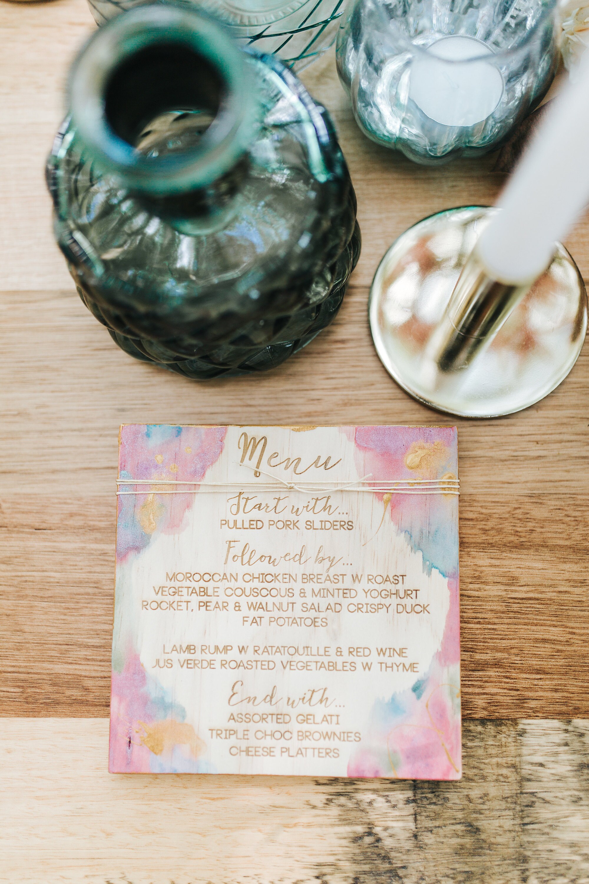 Bohemian hand painted wedding menu