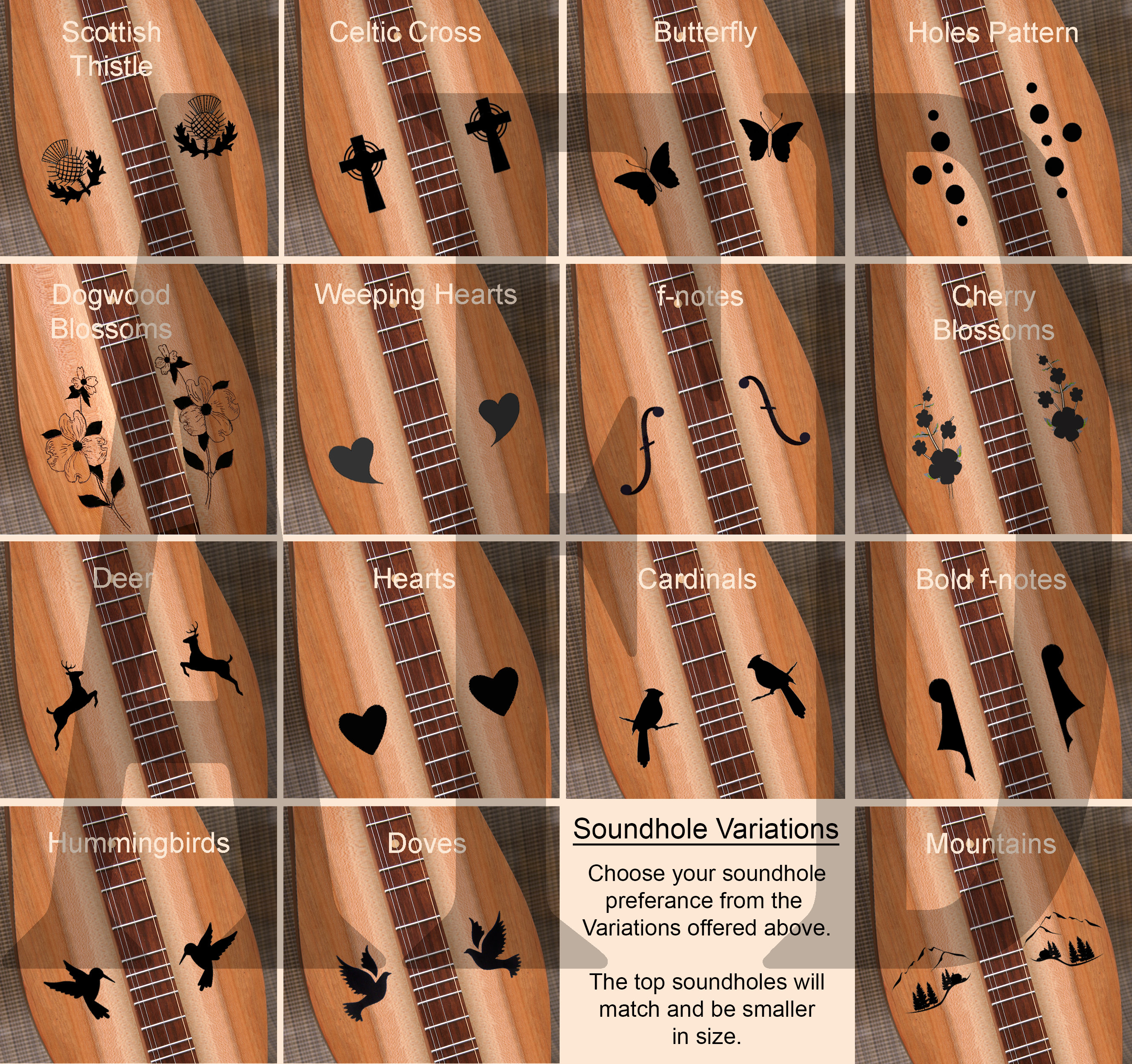 Custom design Sound-hole choices