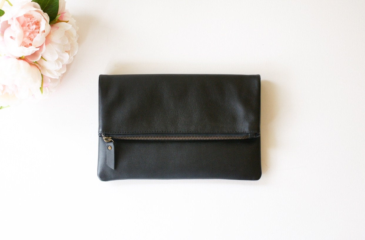Black Foldover Clutch