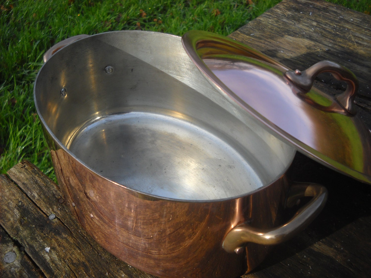 All refurbished solid copper Dutch oven, Casserole or Cocotte