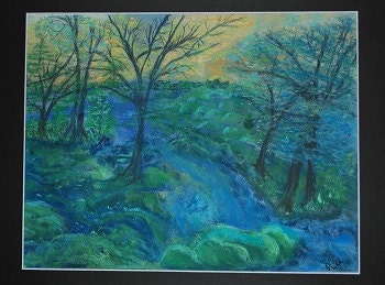 Blue on Blue original pastel painting