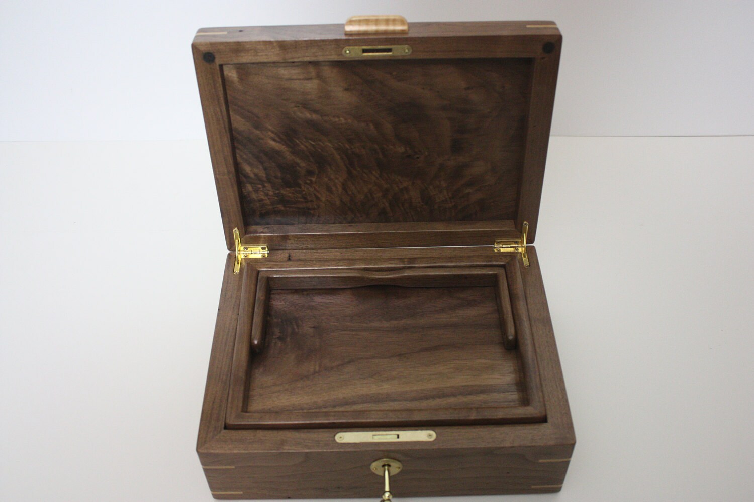 Black Walnut Locking Box with Lift out Tray
