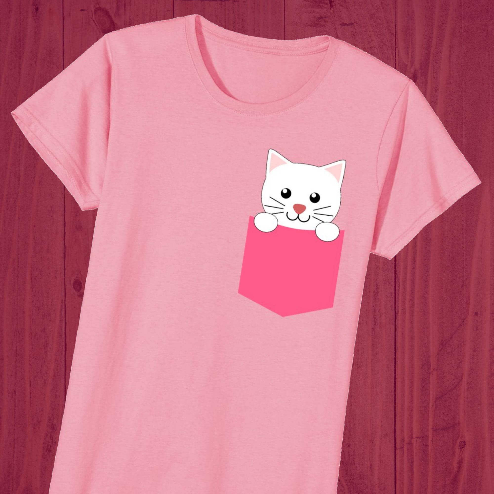 Pink Kitten in Pocket Shirt