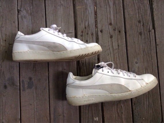 1980s leather Puma vintage Trainers white gray size 12