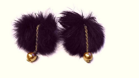gunadesign fur pom pom earrings