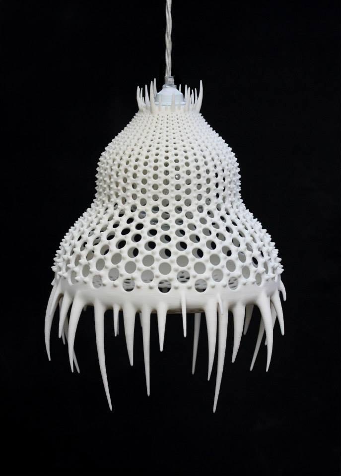 Plankton Lamp - 3D printed in nylon and covered in white flock