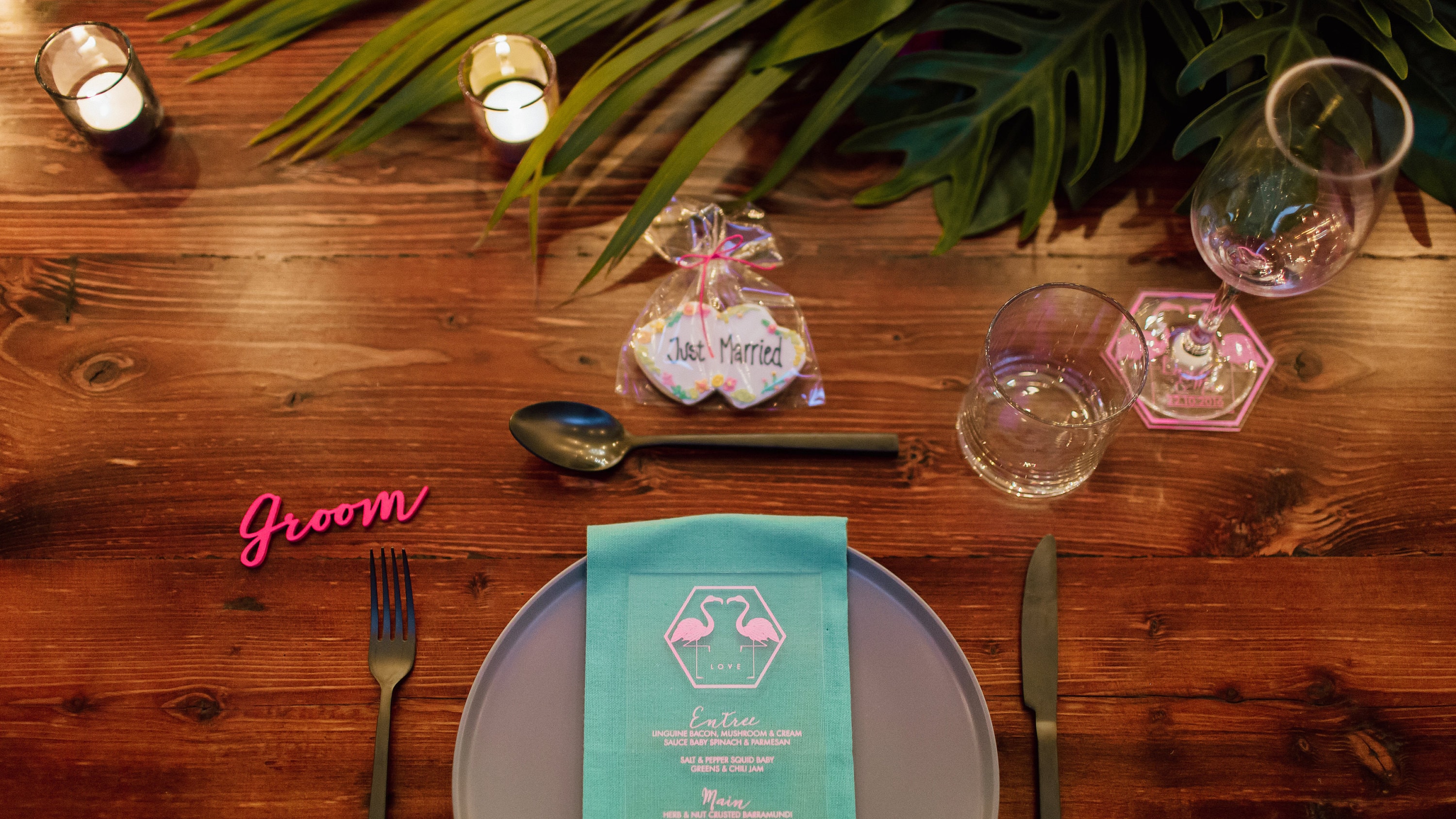 Fluro Pink laser cut placecards