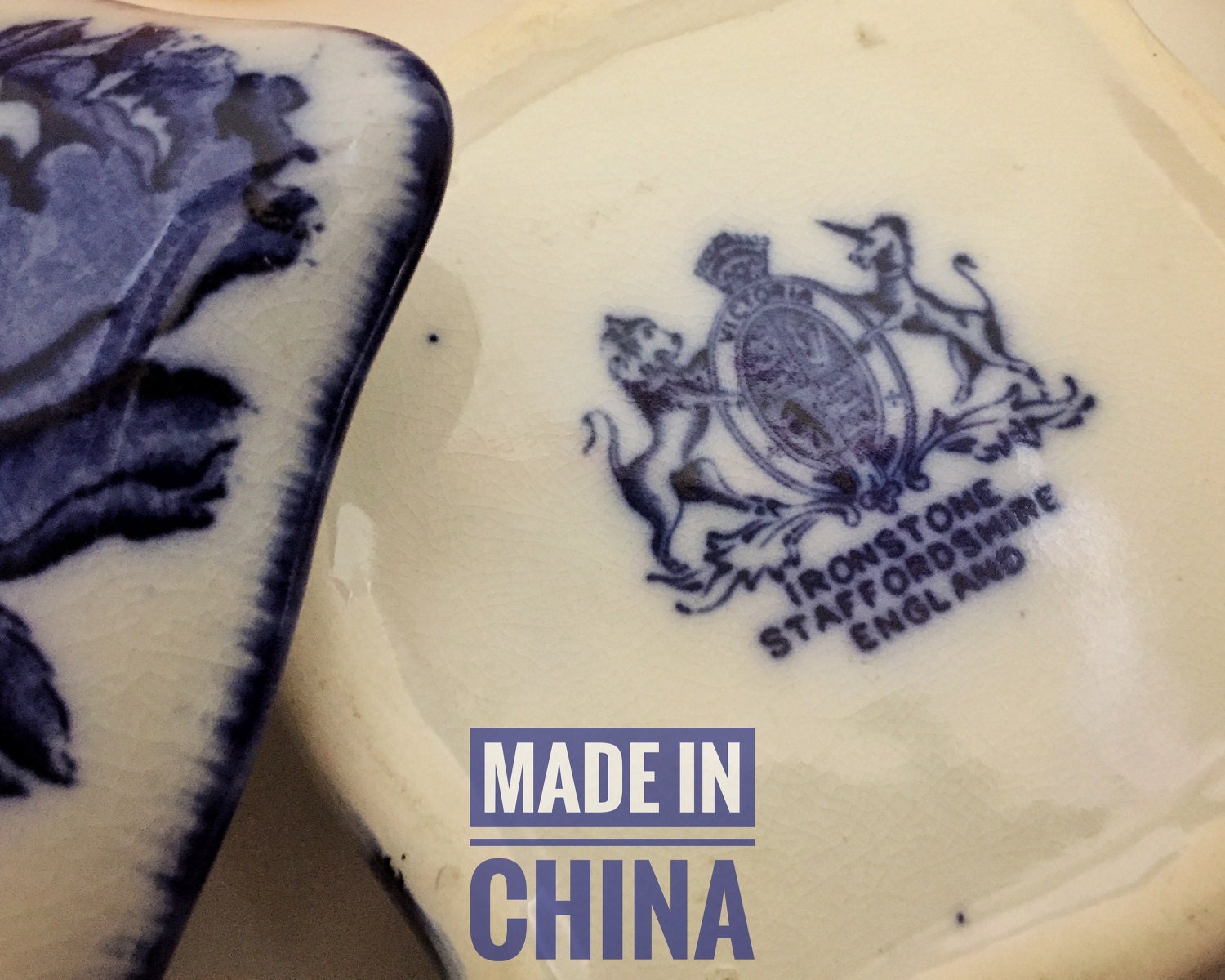 Fake Victoria Ironstone Staffordshire England back stamp really made in China