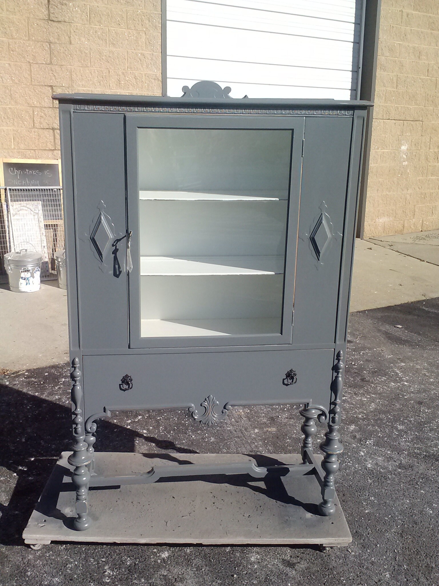 vintage painted shabby chic china cabinet, rustic, farmhouse, country, beach cottage storage breakfront, hutch