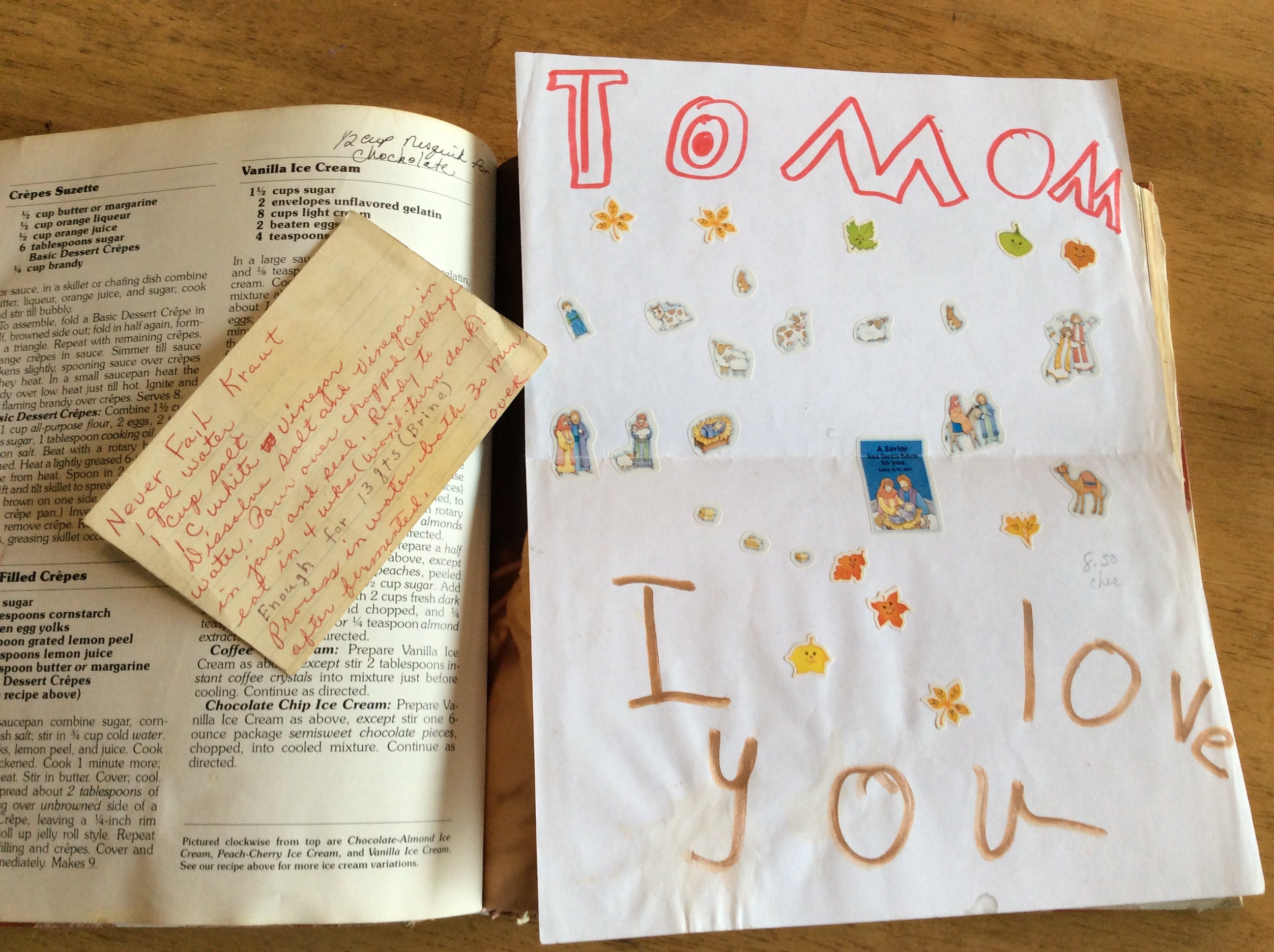 Note from a child in old recipe book