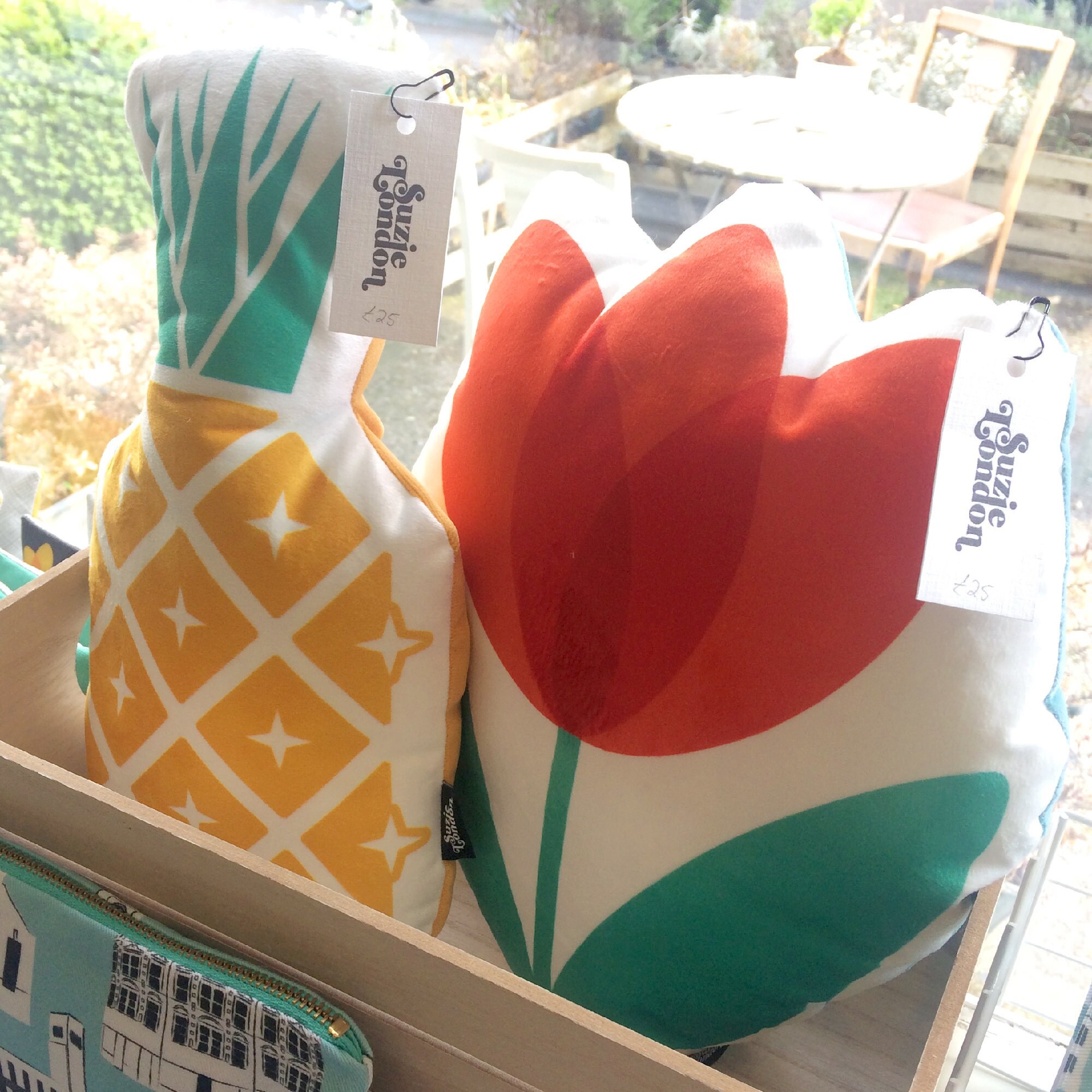 Suzie London Pineapple and Red Tulip velvet cushions