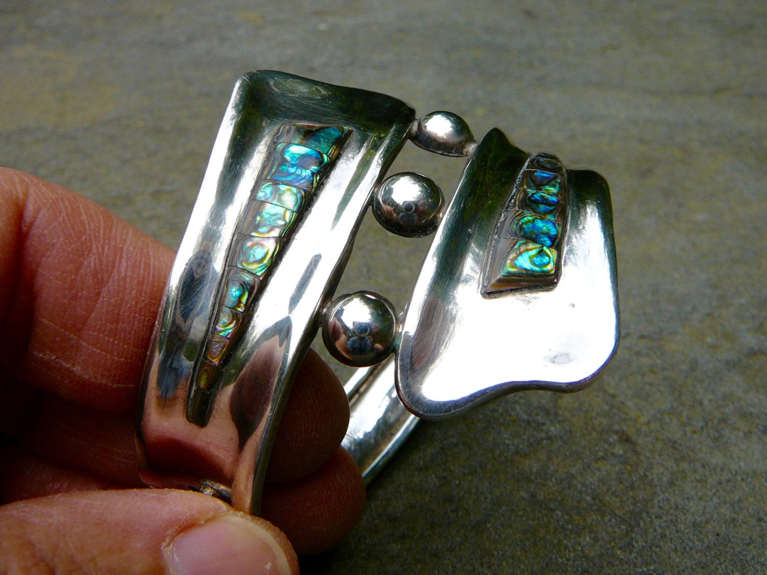 Taxco Silver Bracelet, Taxco Bracelet, Taxco Silver, Taxco Jewelry, Taxco, Abalone Jewelry, Abalone Jewelry, Silver Bracelet Women, Silver