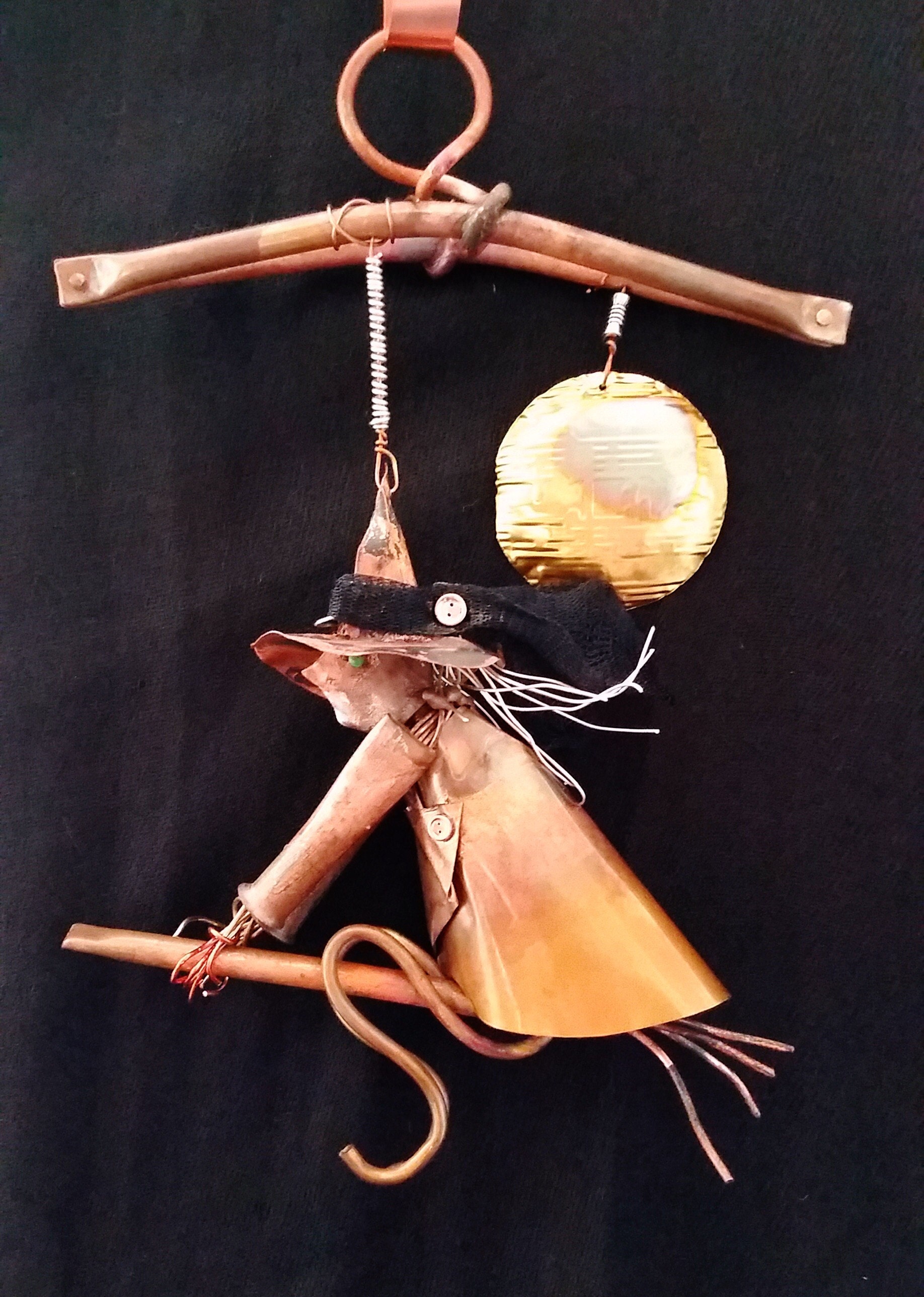 Forged copper Halloween witch from Copper Witch Designs