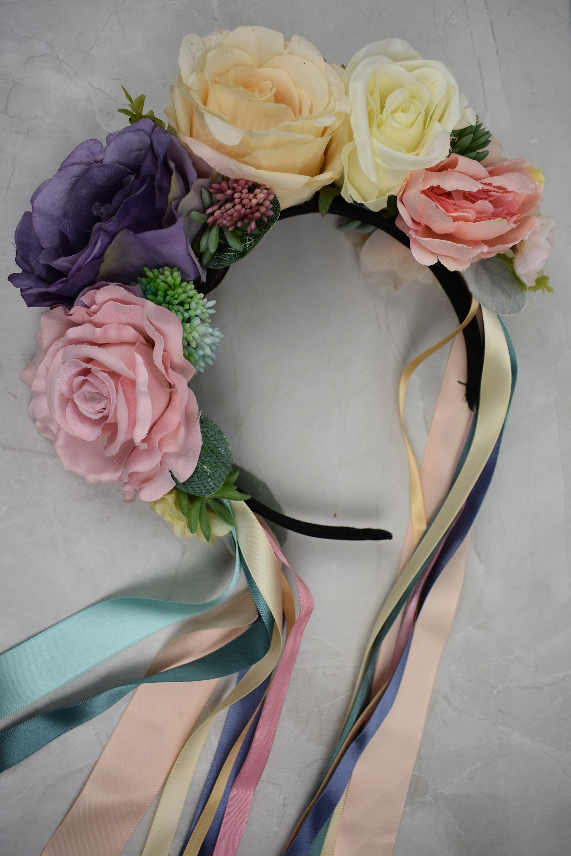 pastel flower crown flower headband bridal headpiece festival bride festival fashion