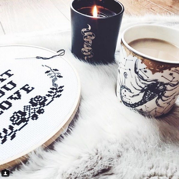 Relaxing with cross stitch