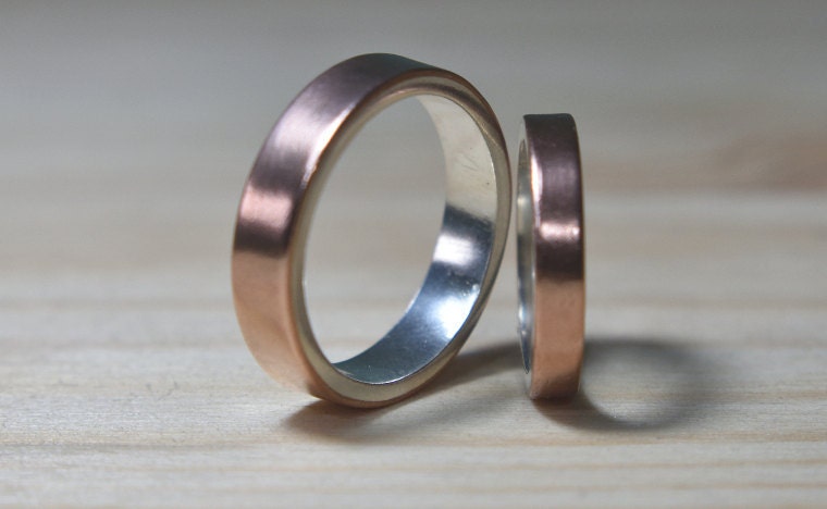 Copper Wedding Band Set