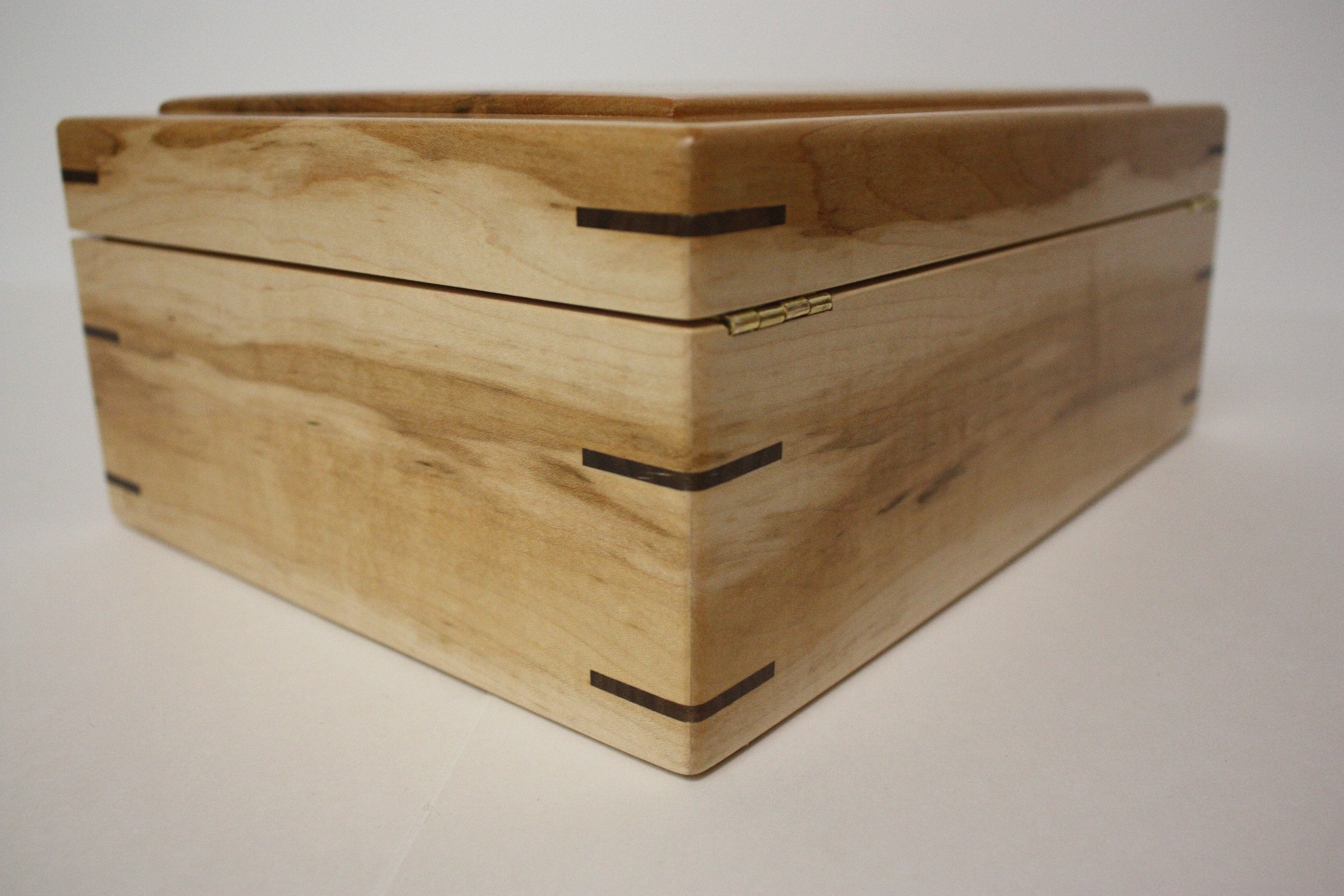 Large Maple Wood Box with Hinged Lid