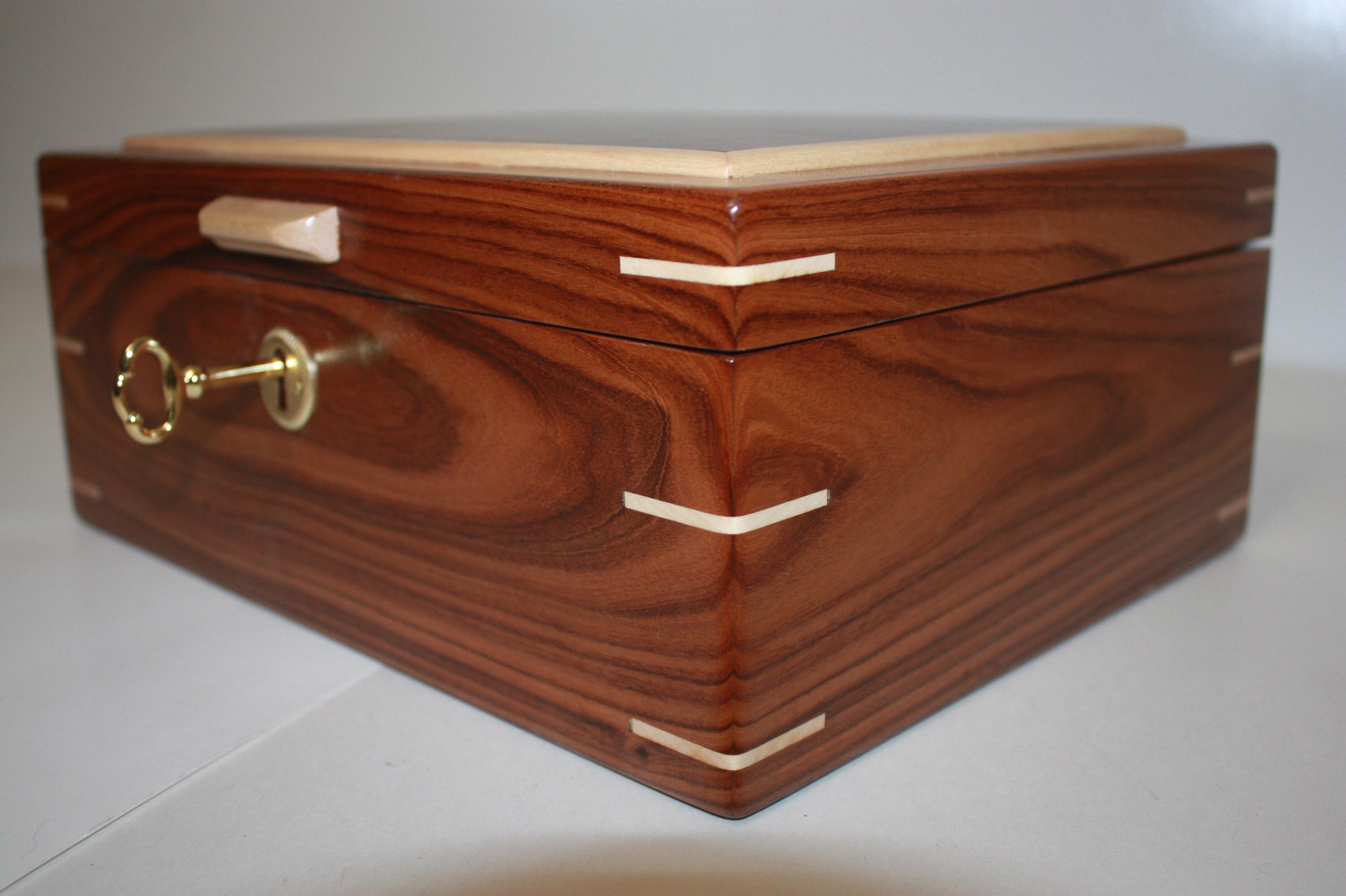 Handmade Locking Wood Box For Sale