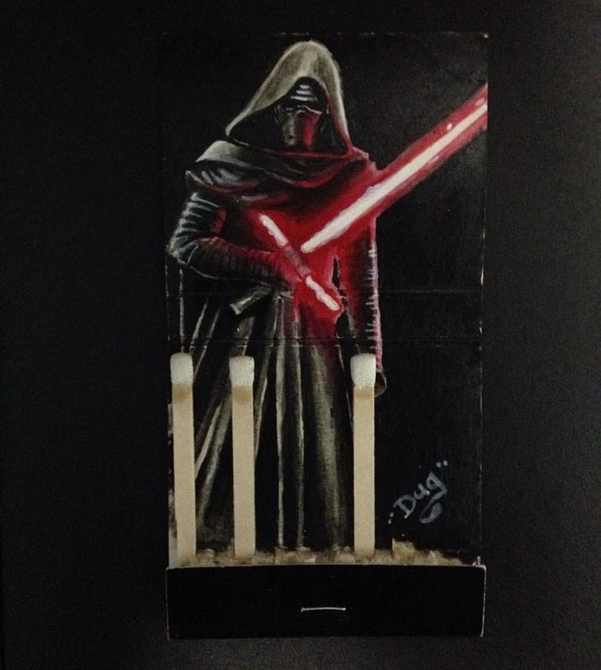 Master of the Knights of Ren. 2x4.2 Acrylic on vintage matchbook