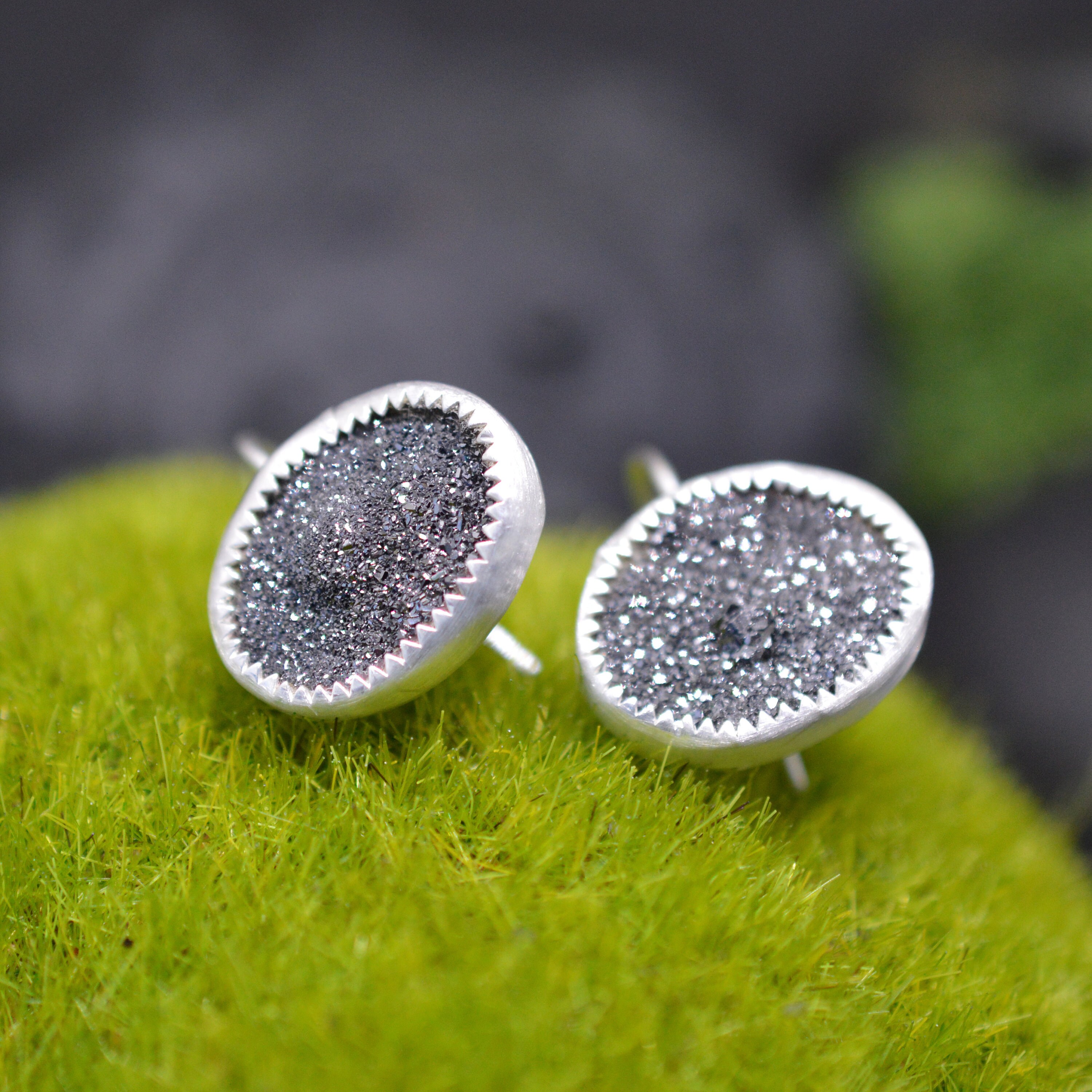 Black Drusy Earring