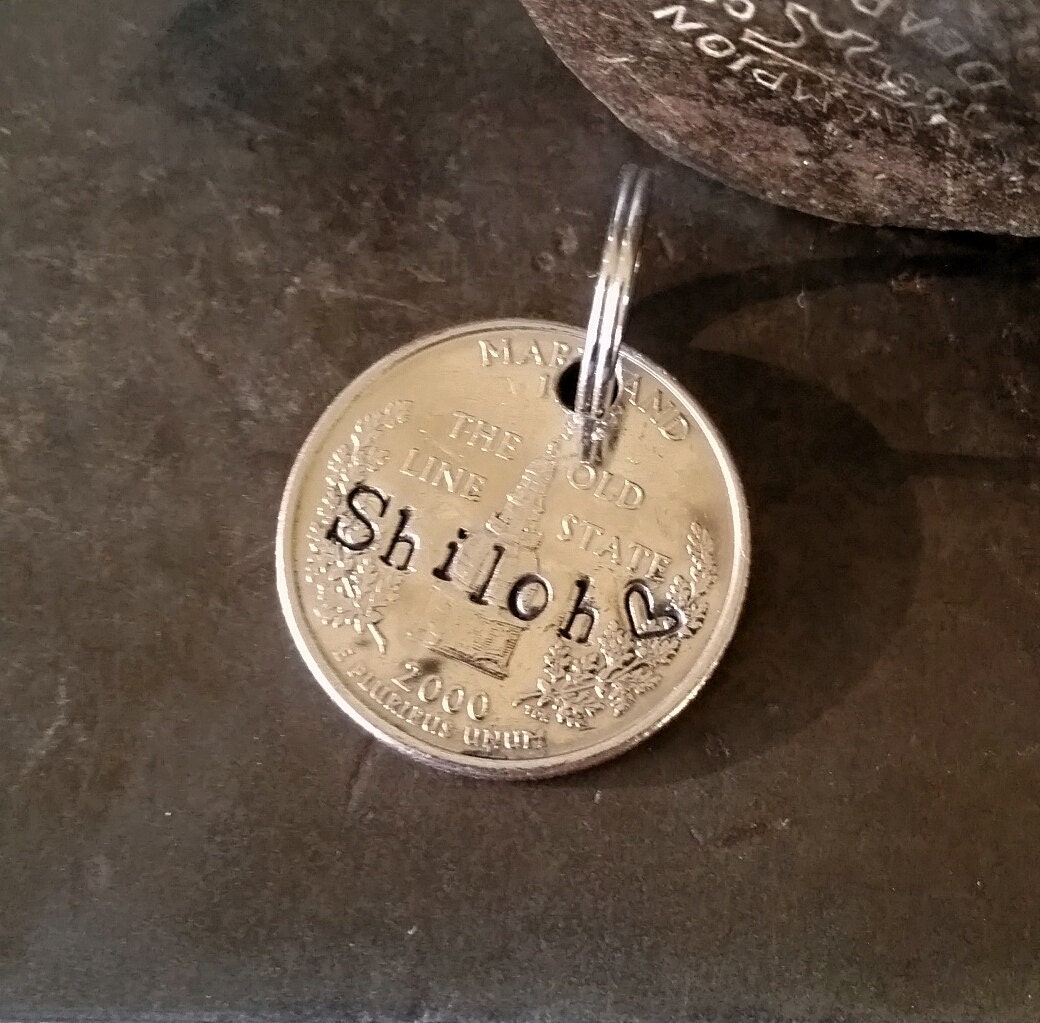 shiloh maryland pride dog tag quarter love dogs pet id cats too anvildesigns