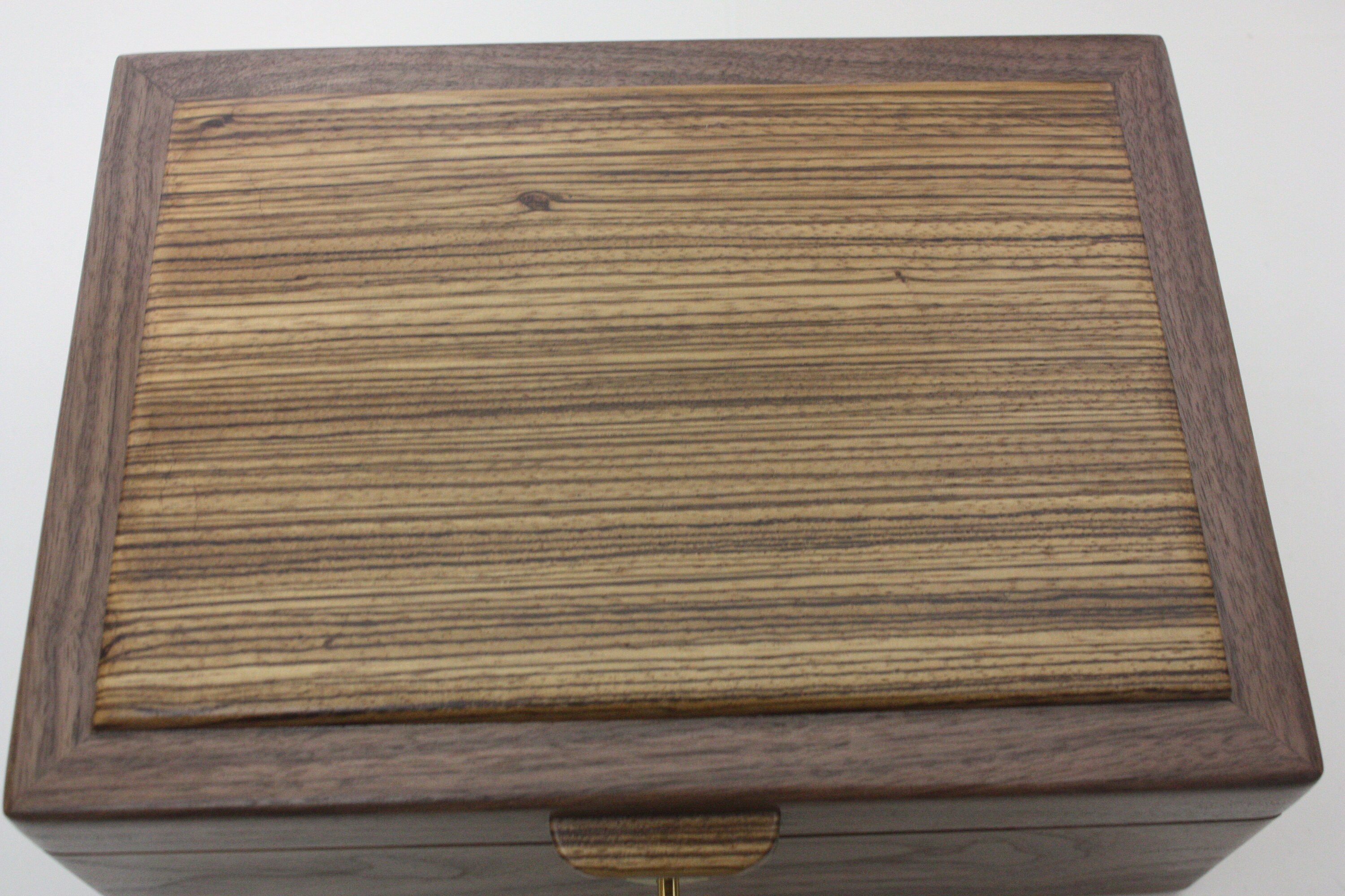 Quartersawn Zebrawood Lid on Black Walnut Wood Box