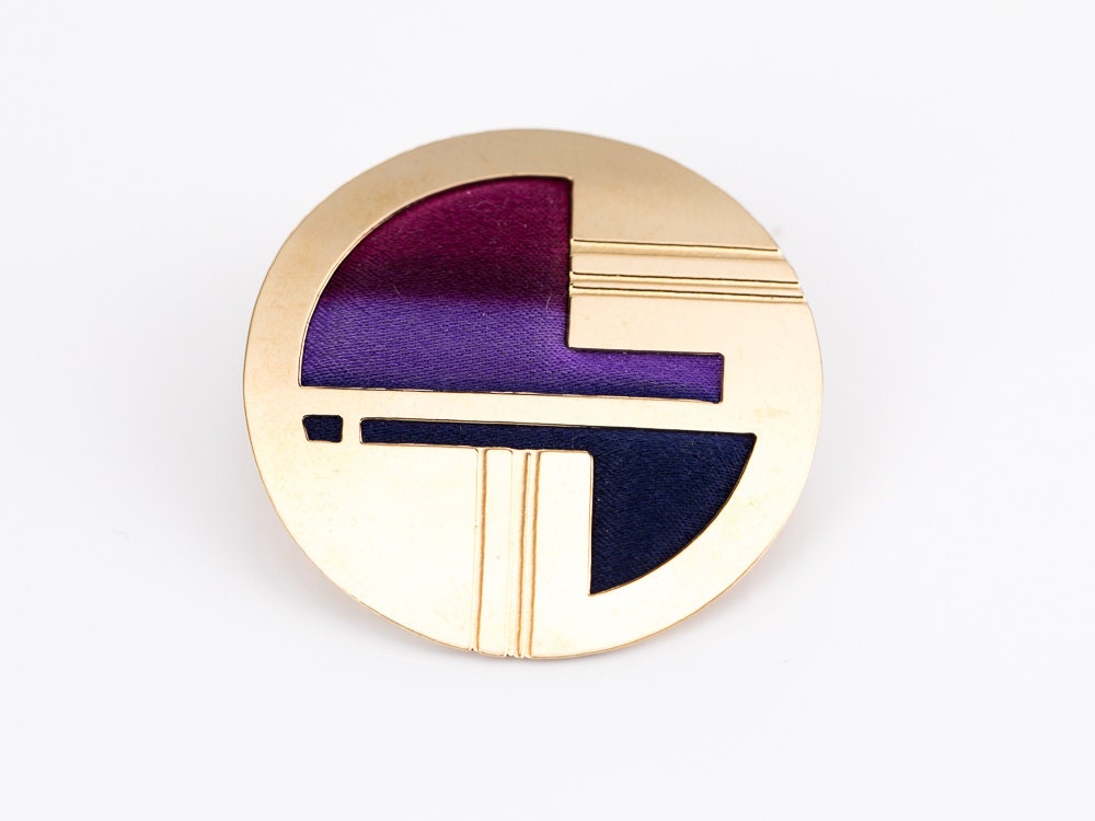 Vintage Kyle Mckeown Gold and Silk Art Deco Brooch