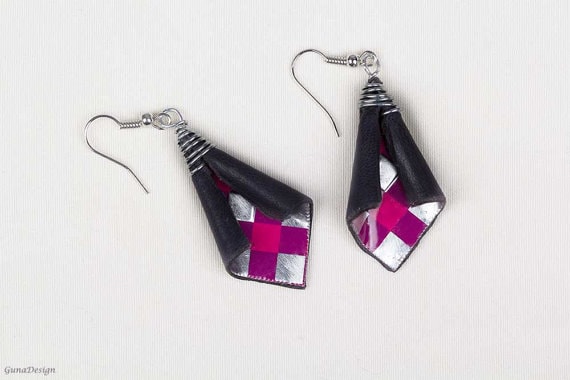 gunadesign guna andersone metal leather earrings