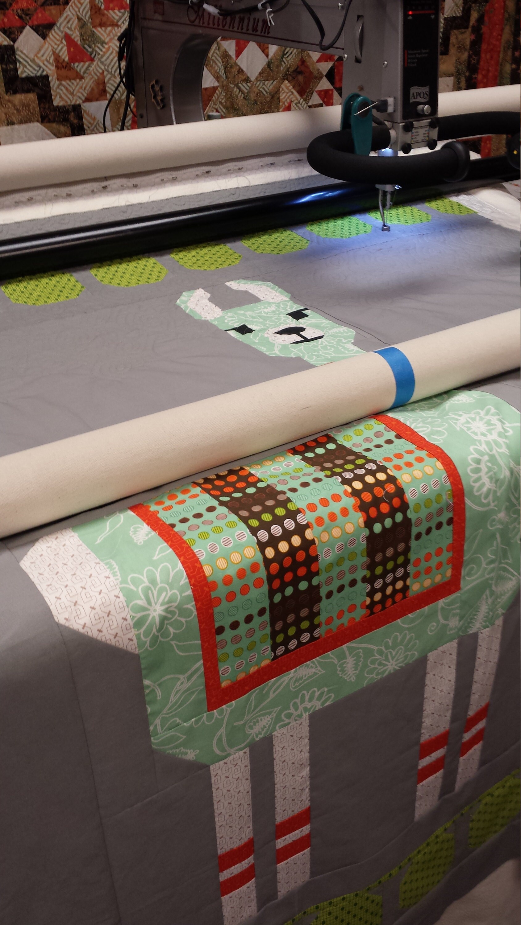 Lola the llama gets quilted