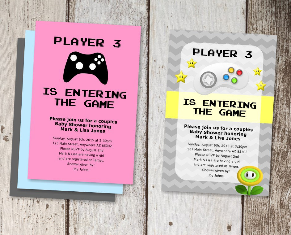 Video Game Baby Shower Invitation