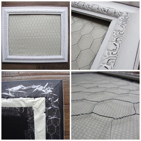 DIY embroidery thread display: secure chicken wire into frame.