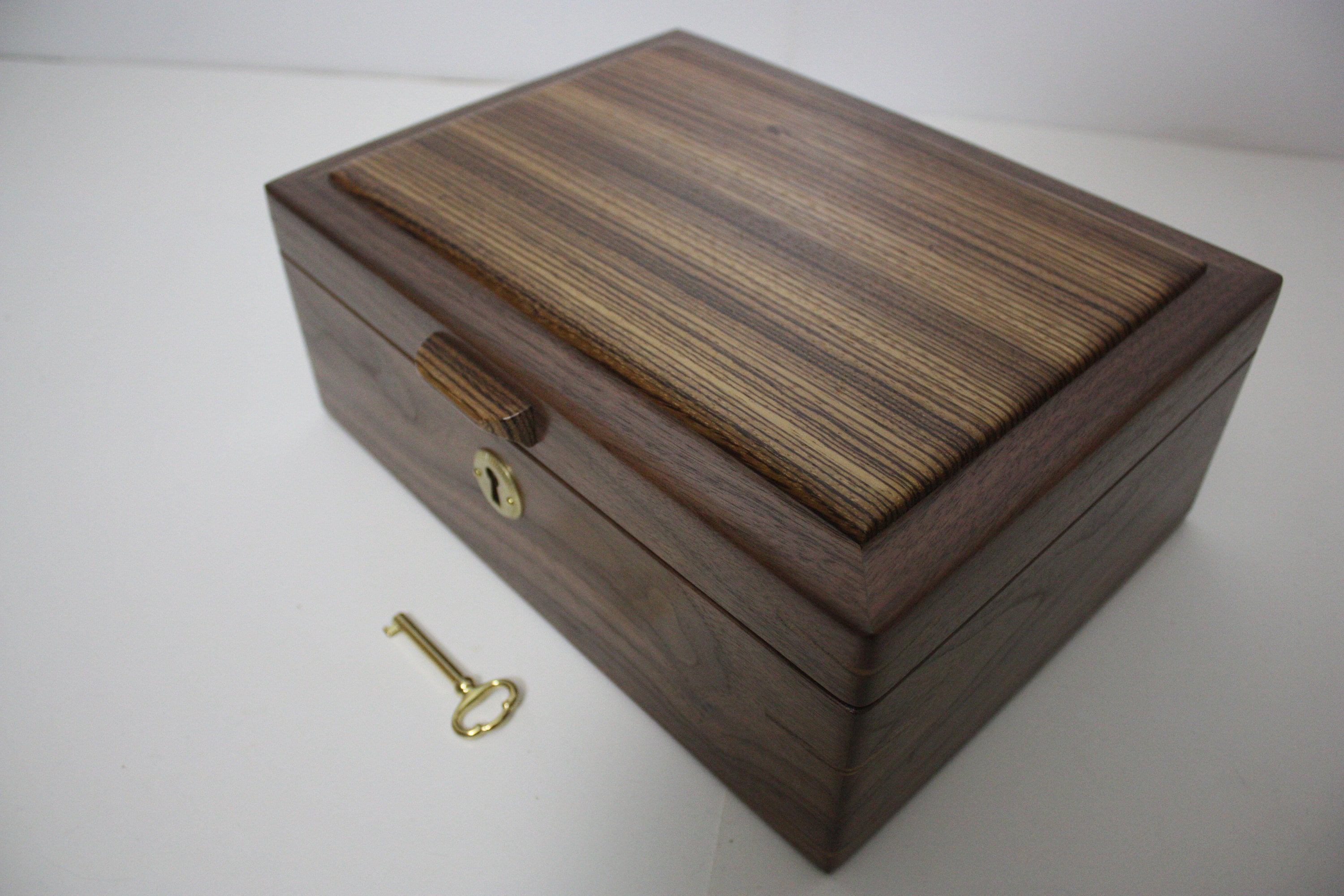 Handmade Wood Box, Black Walnut and Zebrawood