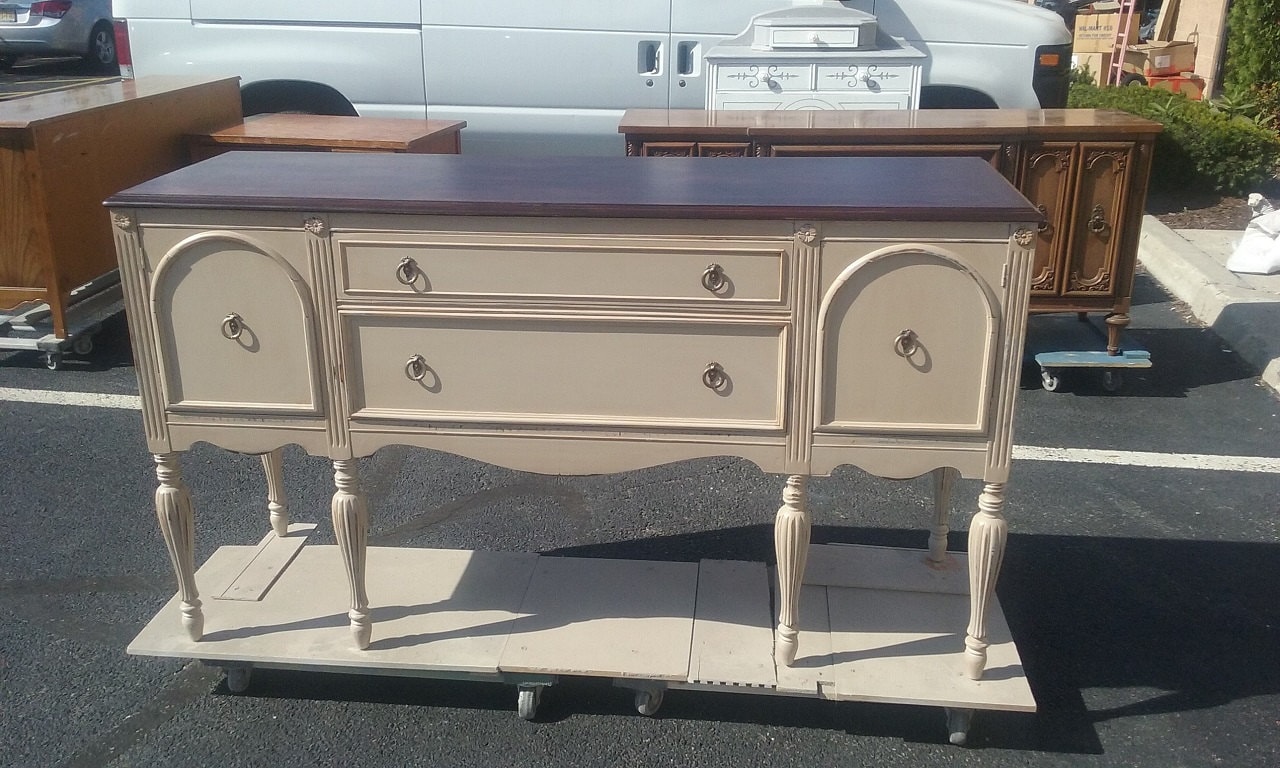 vintage buffet, stained top, stained wood, woodtone, shabby chic, rustic, farmhouse, vintage, cottage, country